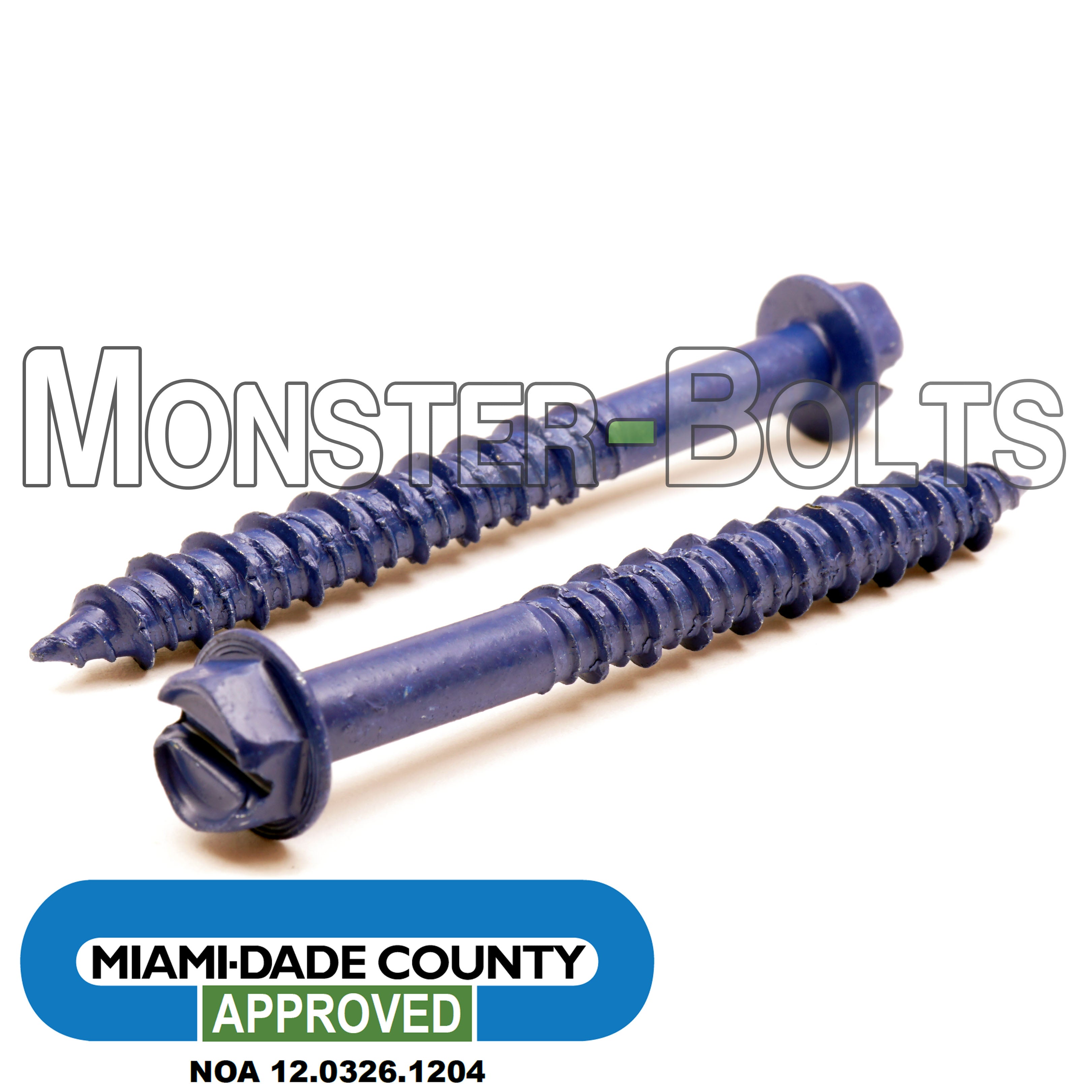 Bulk 1/4" Indented Hex Washer Slotted Tapking® SD Concrete Screws – Blue DurableCoat – Monster Bolts