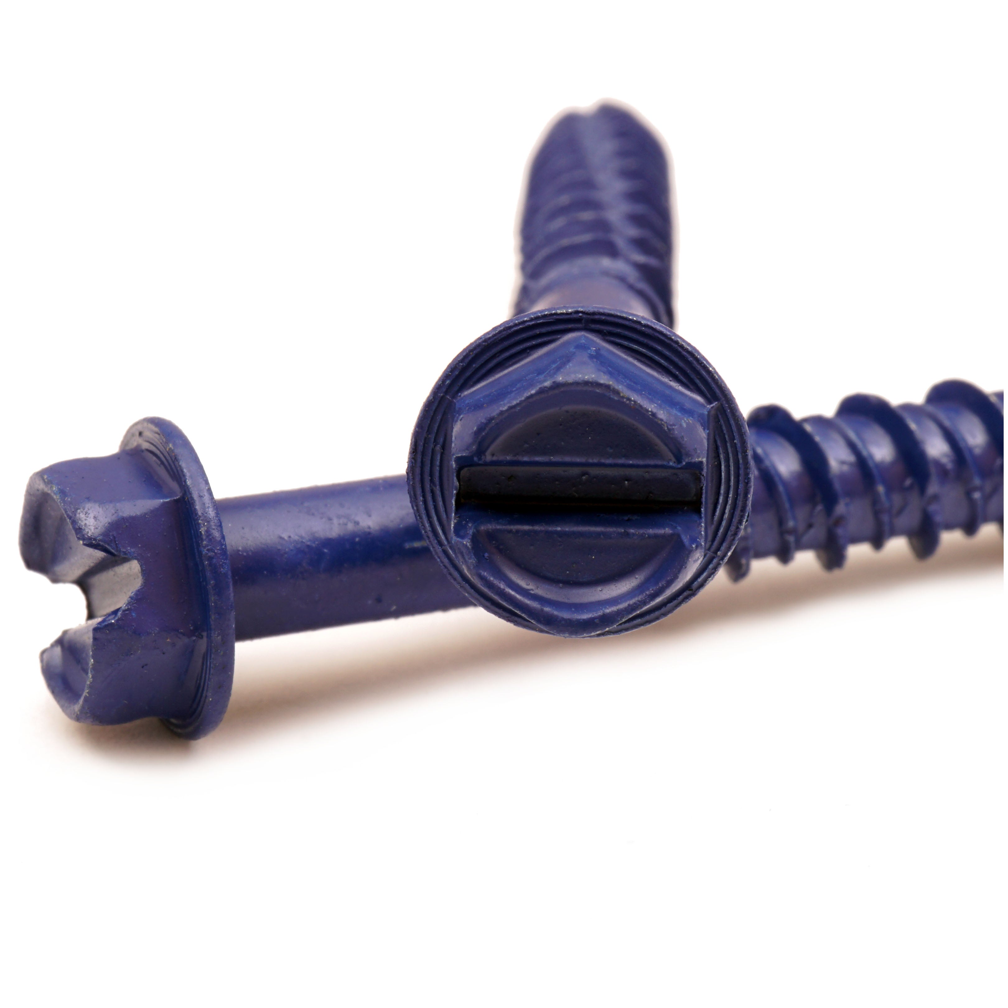 Bulk 1/4" Indented Hex Washer Slotted Tapking® SD Concrete Screws – Blue DurableCoat – Monster Bolts