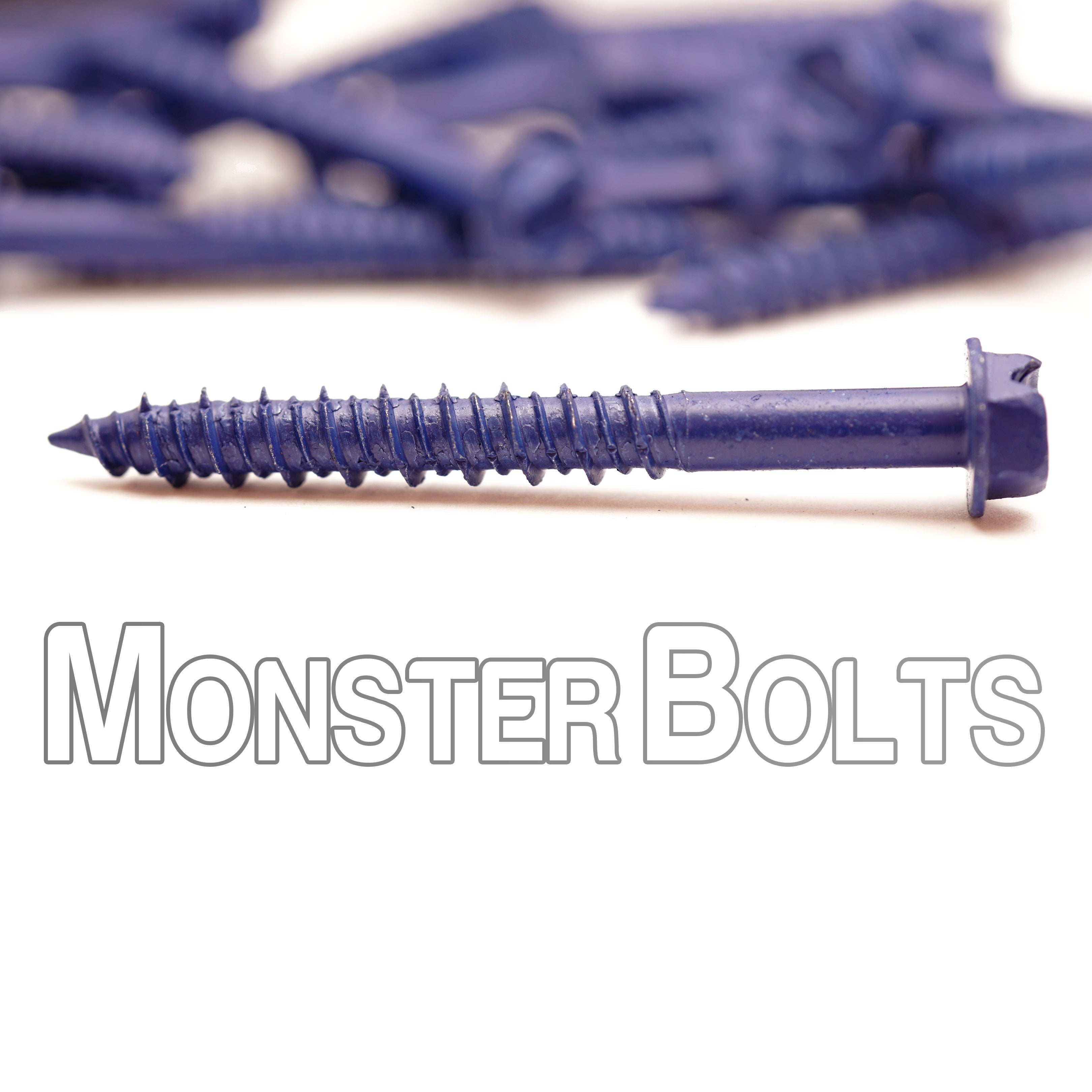 Bulk 1/4" Indented Hex Washer Slotted Commercial Concrete Screws – Blue Finish – Monster Bolts