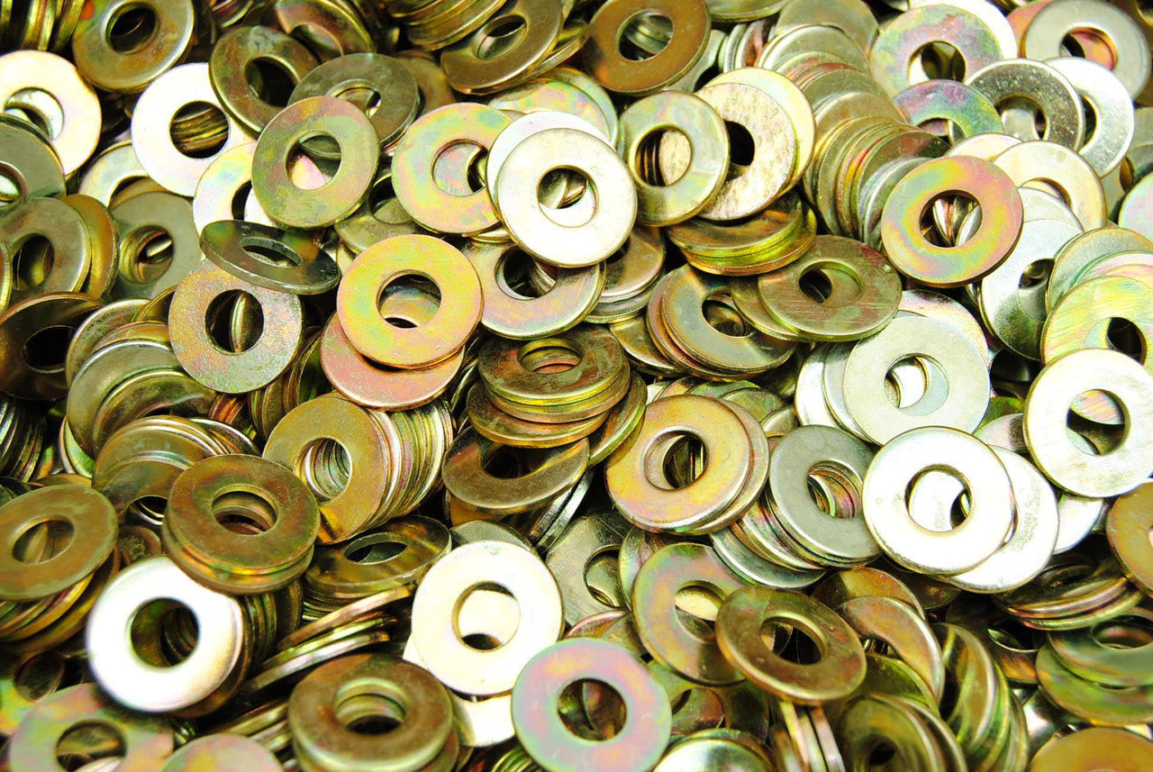 BULK USS Flat Washers, Thur-Hardened Zinc-Yellow CR+6 (U.S.A.), US / Inch