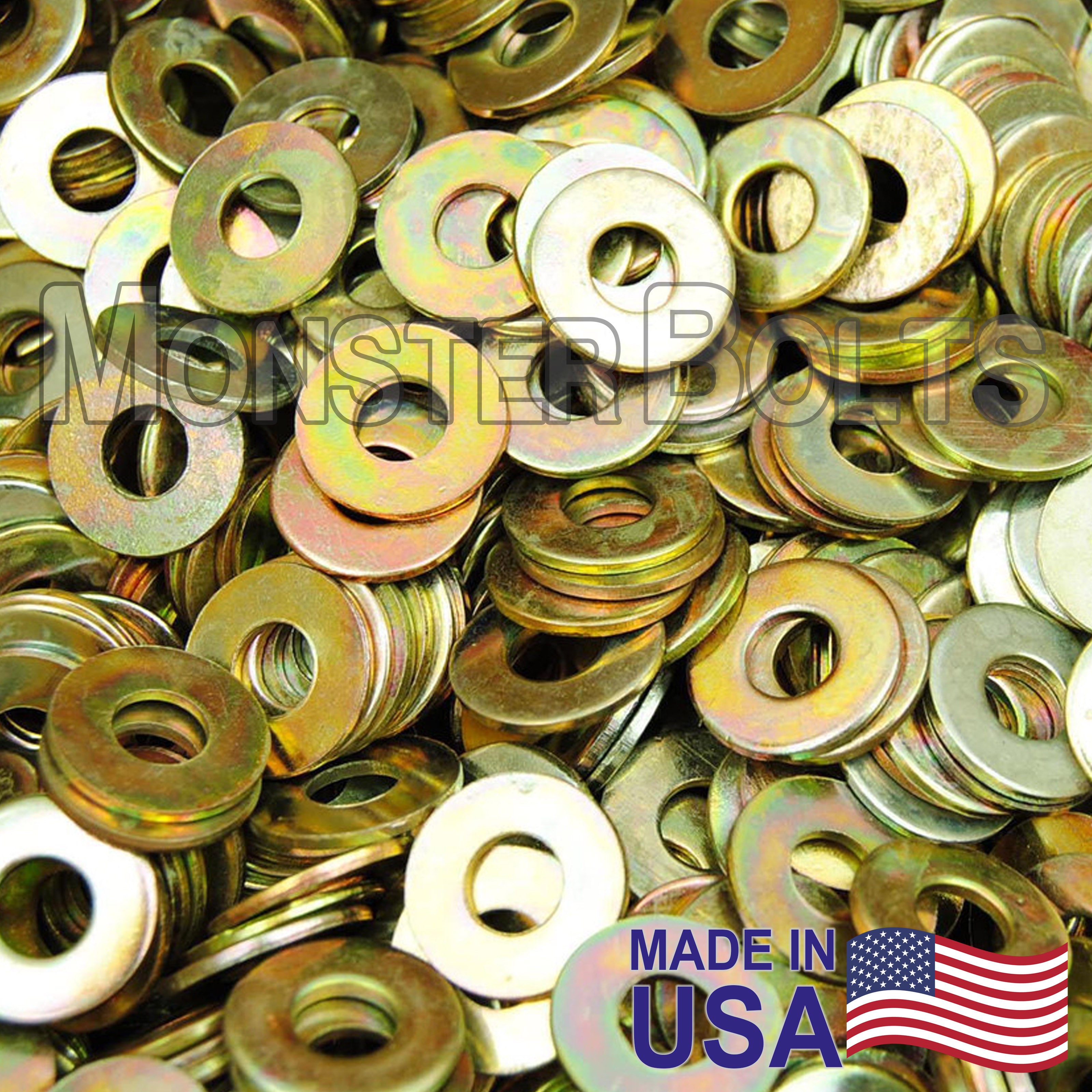 Bulk USS Flat Washers – Thru-Hardened Zinc Yellow Cr+6 (Made in USA)