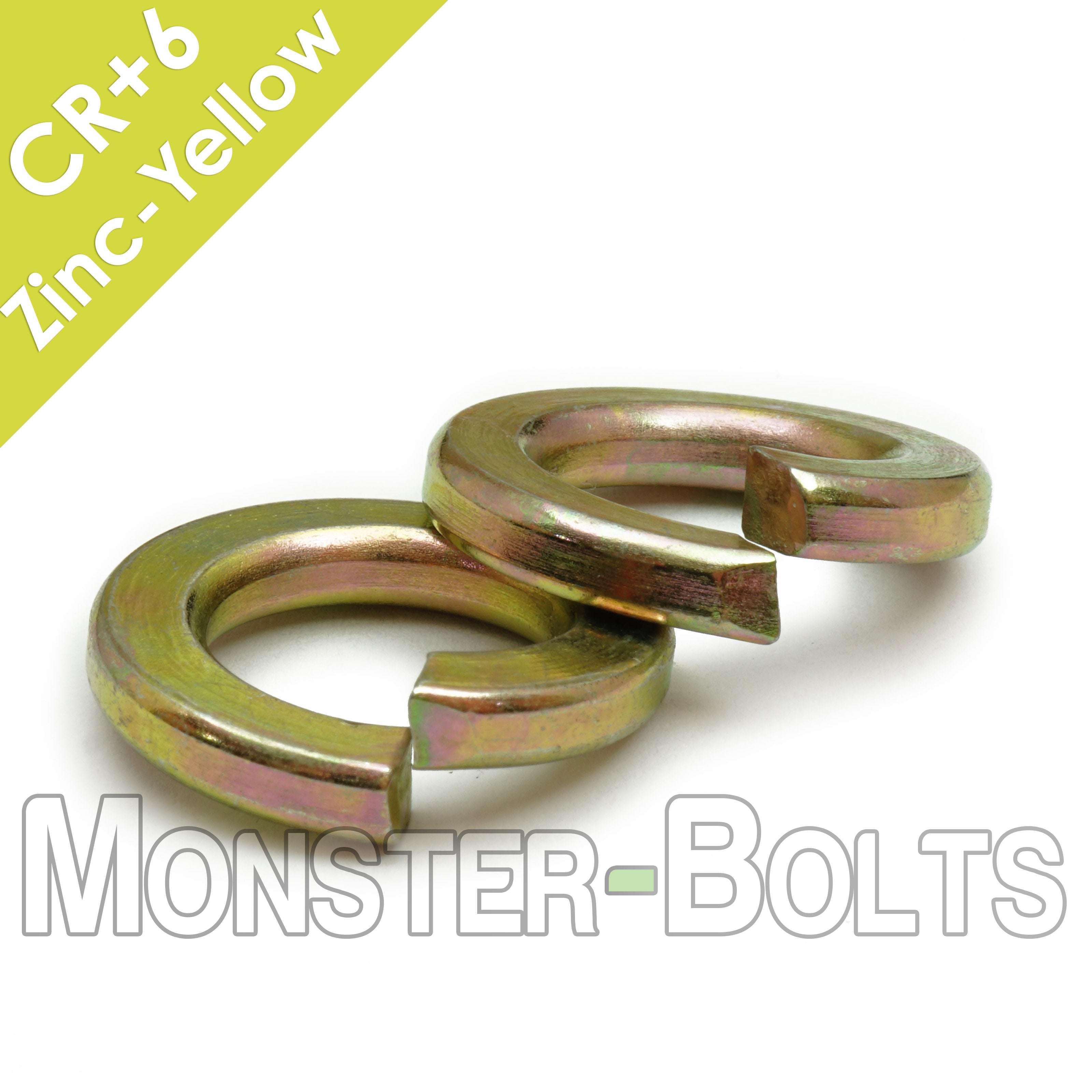 Bulk Split Lock Washers – Alloy Thru-Hardened Steel Zinc Yellow CR+6 Plated High-Strength Anti-Vibration Washers