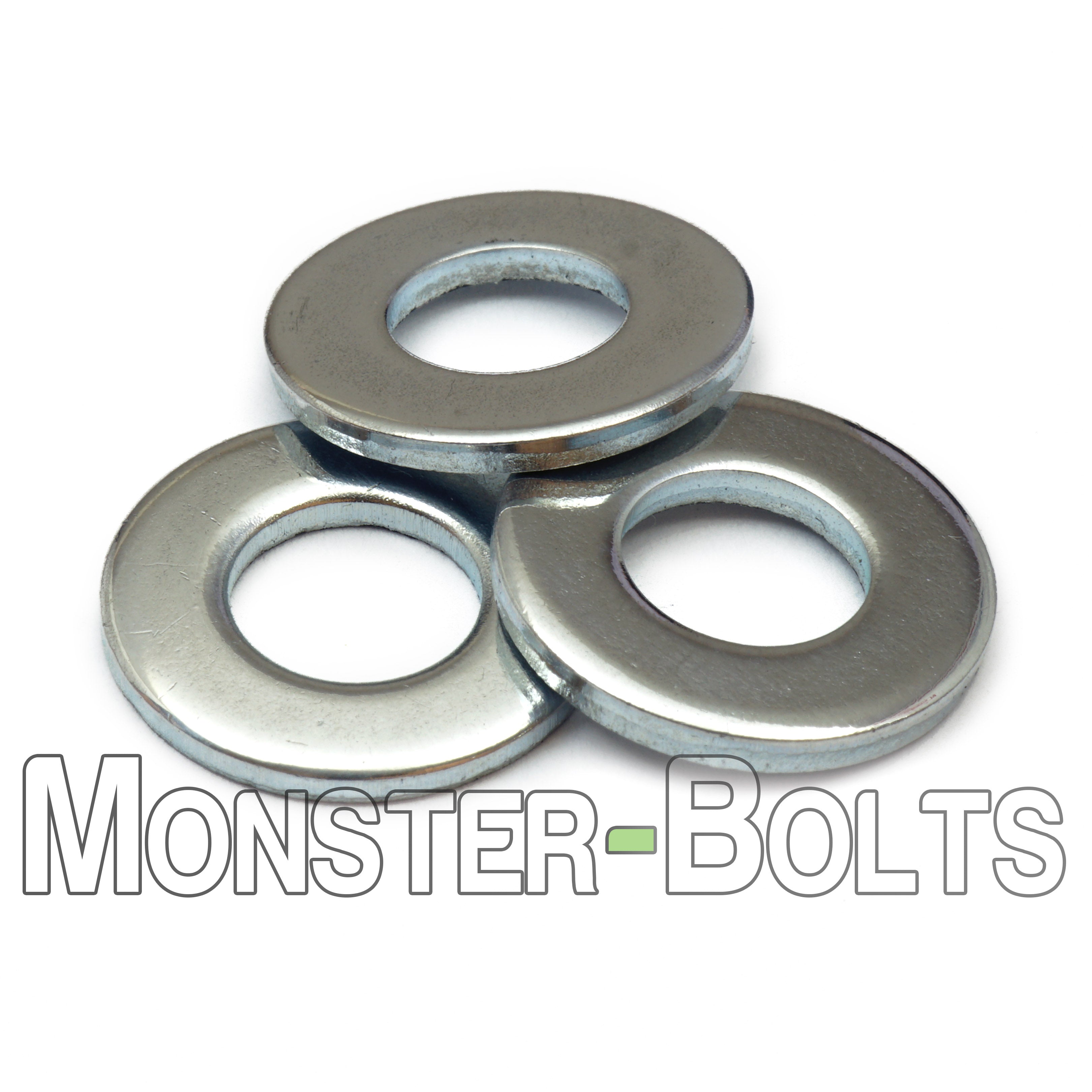 Bulk SAE Flat Washers – Medium Carbon Thru-Hardened, Zinc CR+3, Made in USA – Monster Bolts
