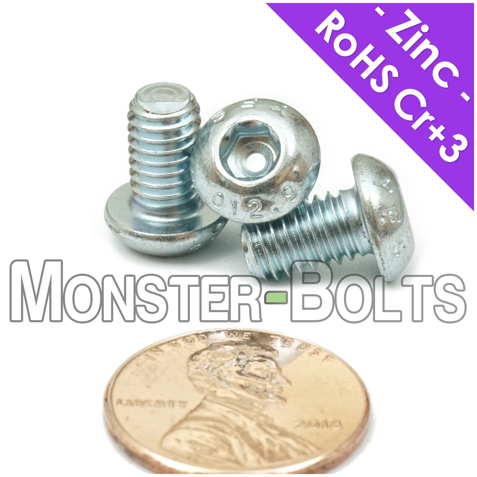 M6-1.0mm Button Head Socket Cap Screws - Zinc Plated 12.9 Alloy Steel