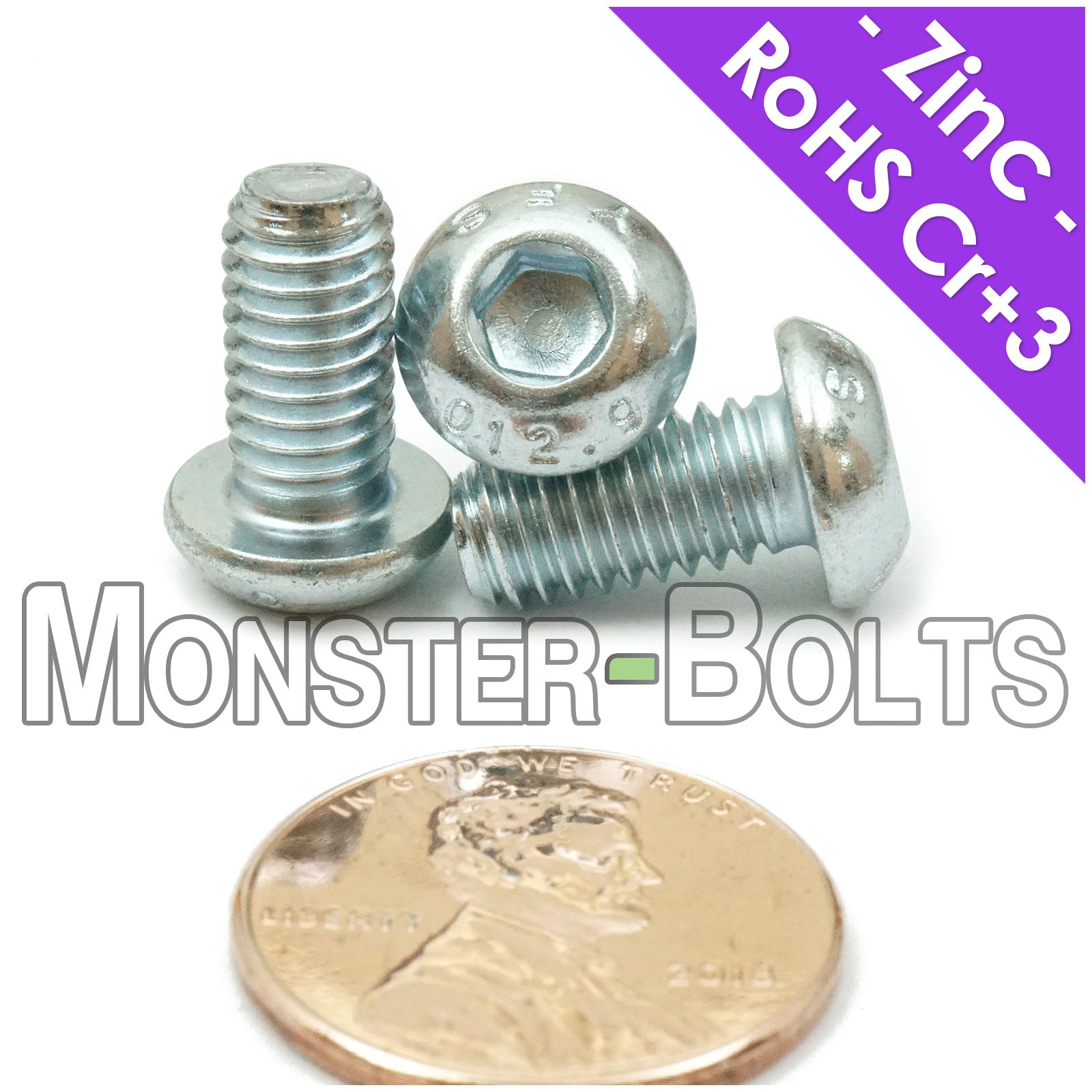 M6-1.0mm Button Head Socket Cap Screws - Zinc Plated 12.9 Alloy Steel