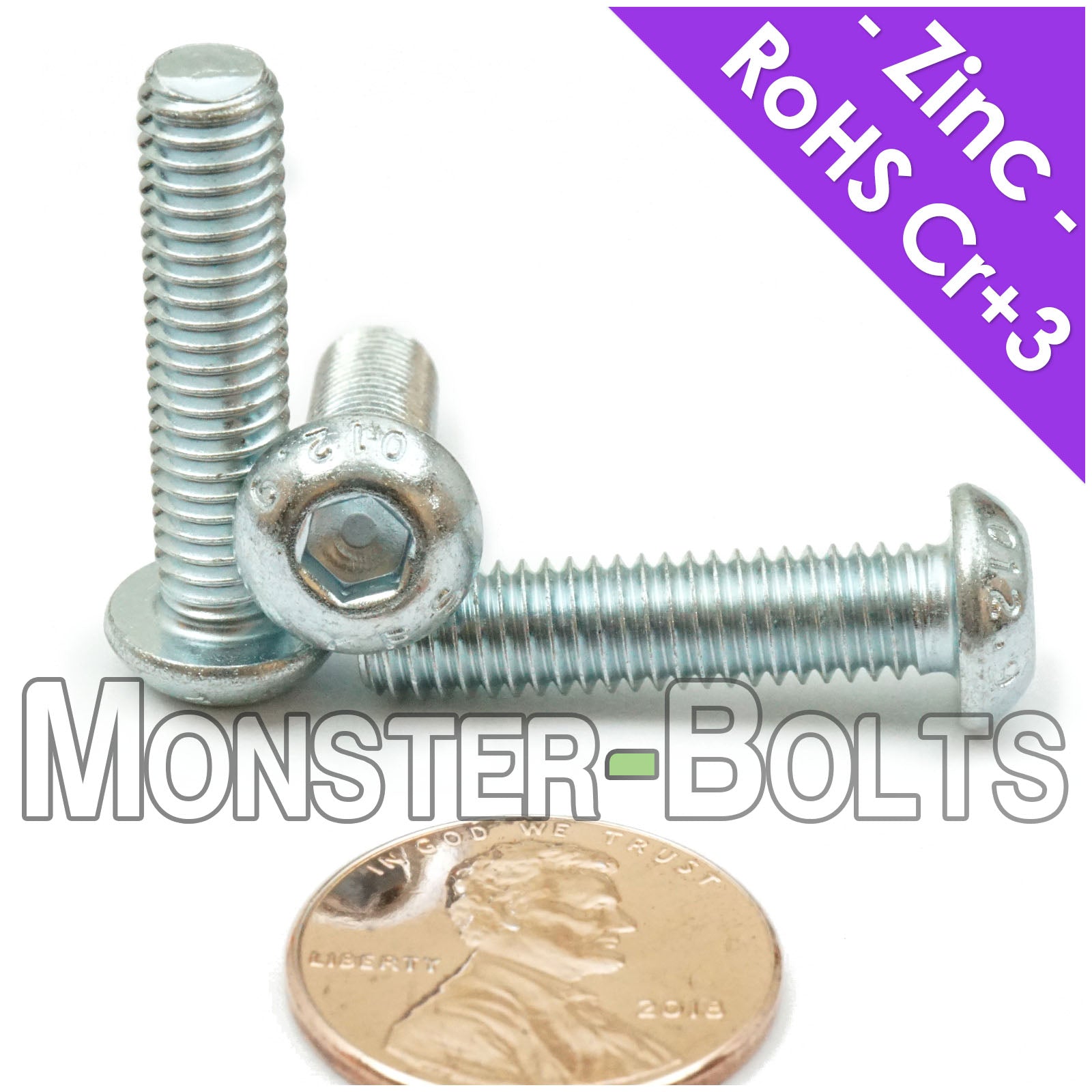 M6-1.0mm Button Head Socket Cap Screws - Zinc Plated 12.9 Alloy Steel