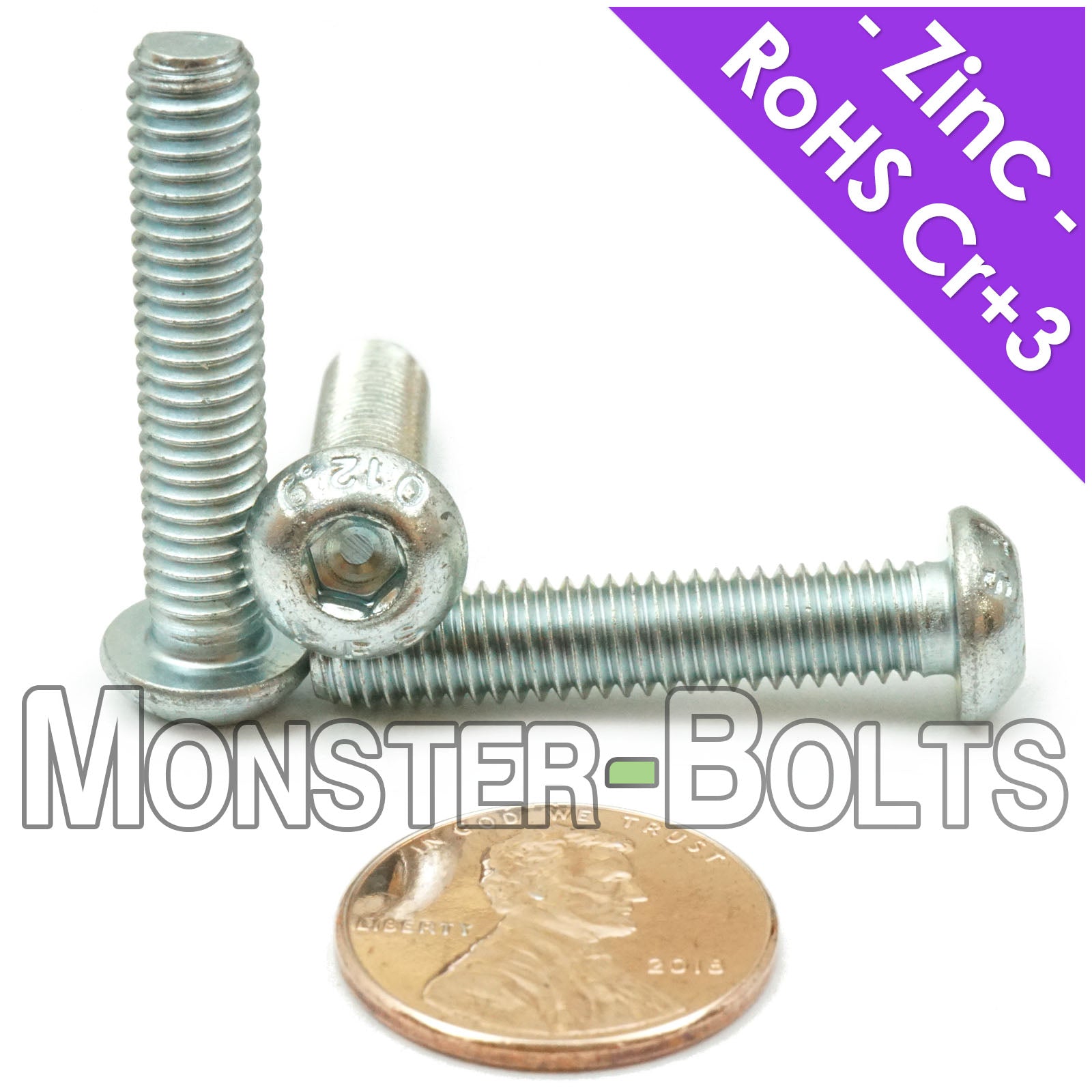 M6-1.0mm Button Head Socket Cap Screws - Zinc Plated 12.9 Alloy Steel