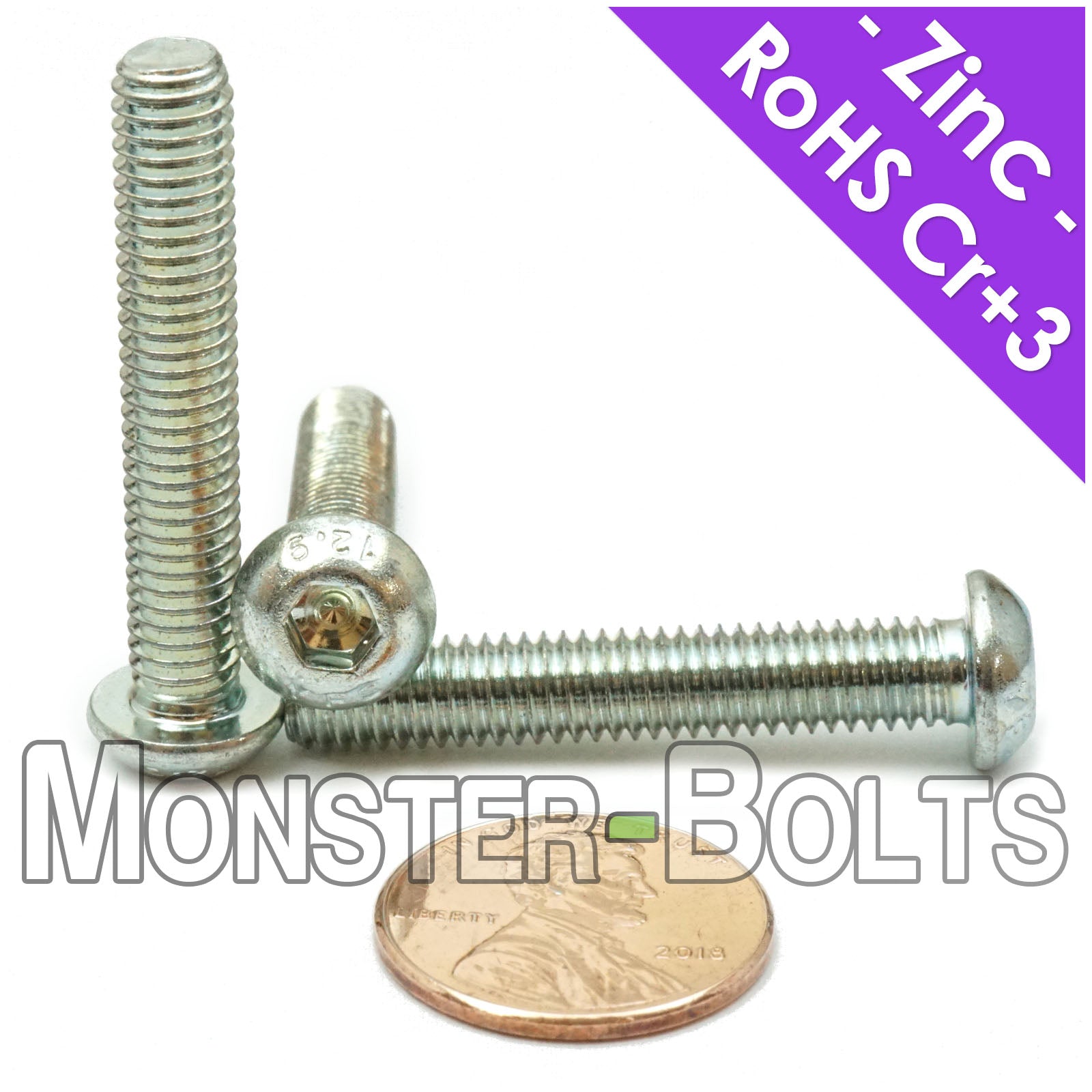 M6-1.0mm Button Head Socket Cap Screws - Zinc Plated 12.9 Alloy Steel