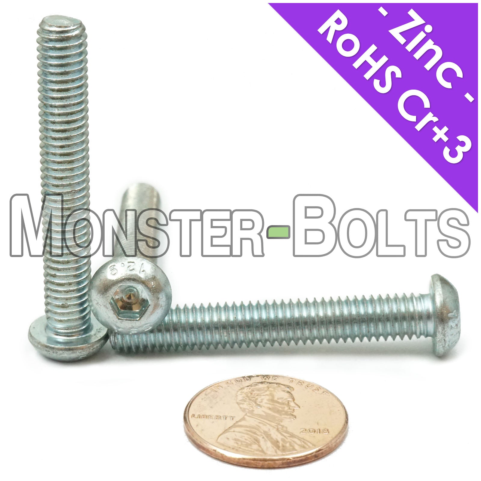 M6-1.0mm Button Head Socket Cap Screws - Zinc Plated 12.9 Alloy Steel