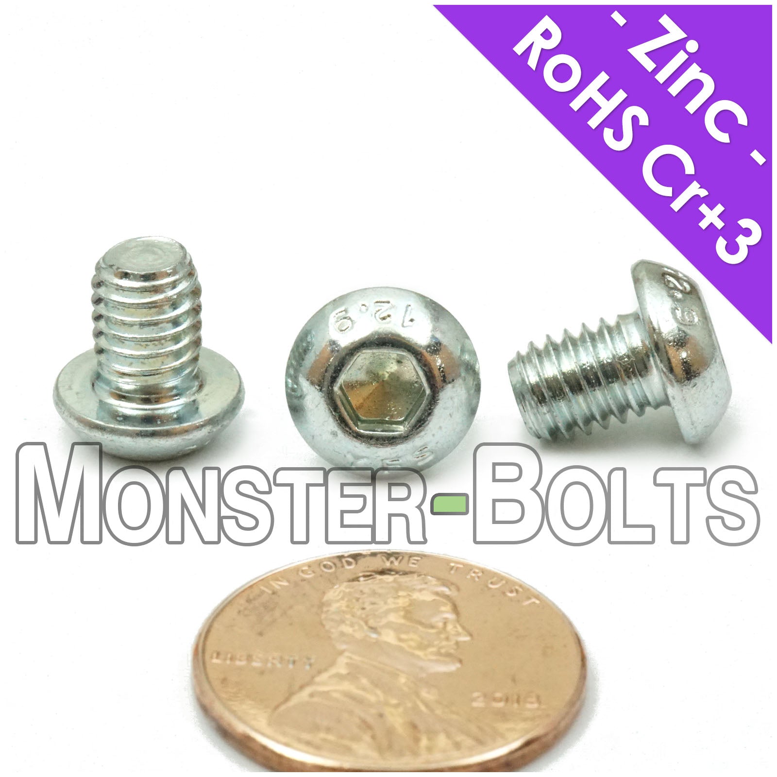 M6-1.0mm Button Head Socket Cap Screws - Zinc Plated 12.9 Alloy Steel