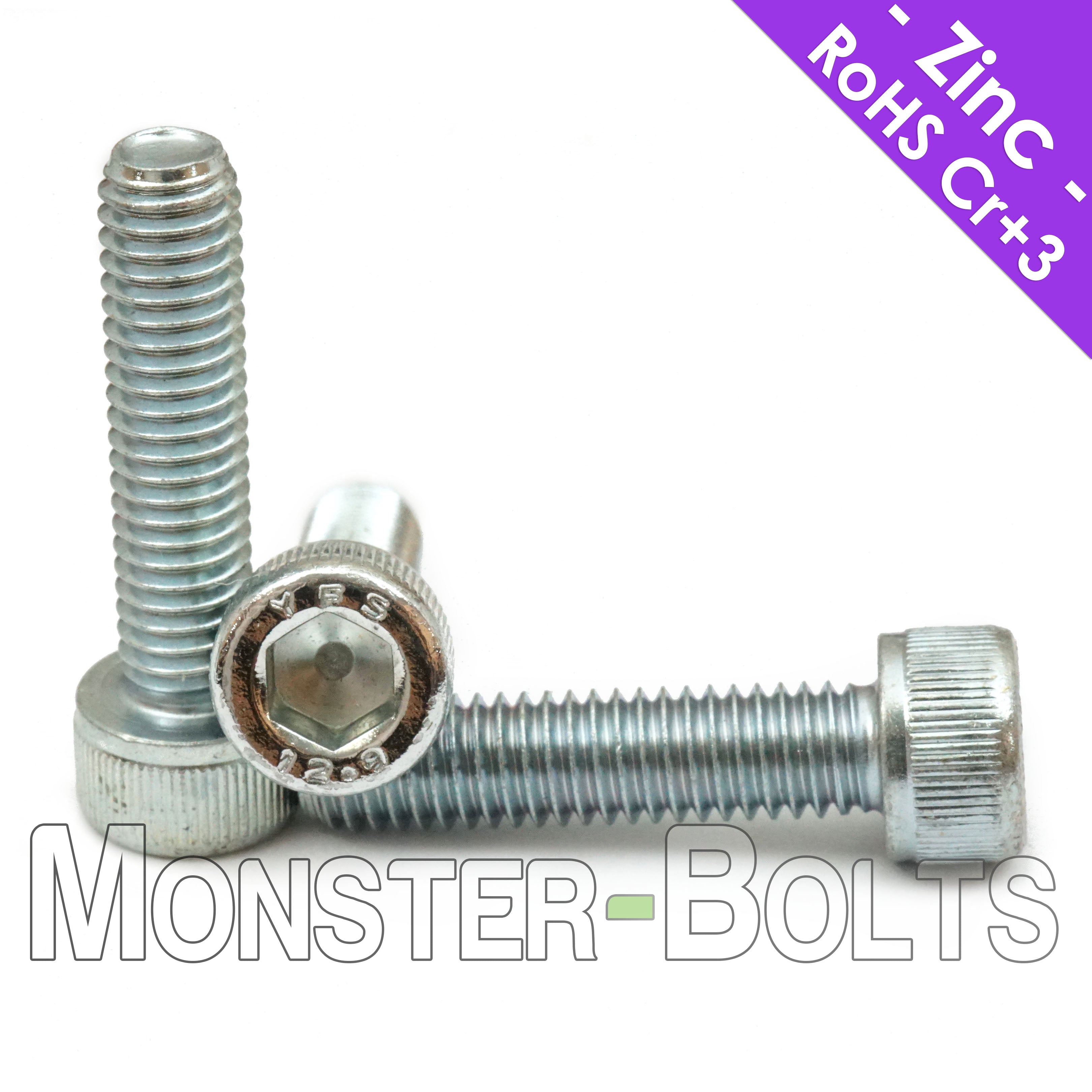 M8-1.25mm Socket Head Cap Screws - Zinc Plated 12.9 Alloy Steel