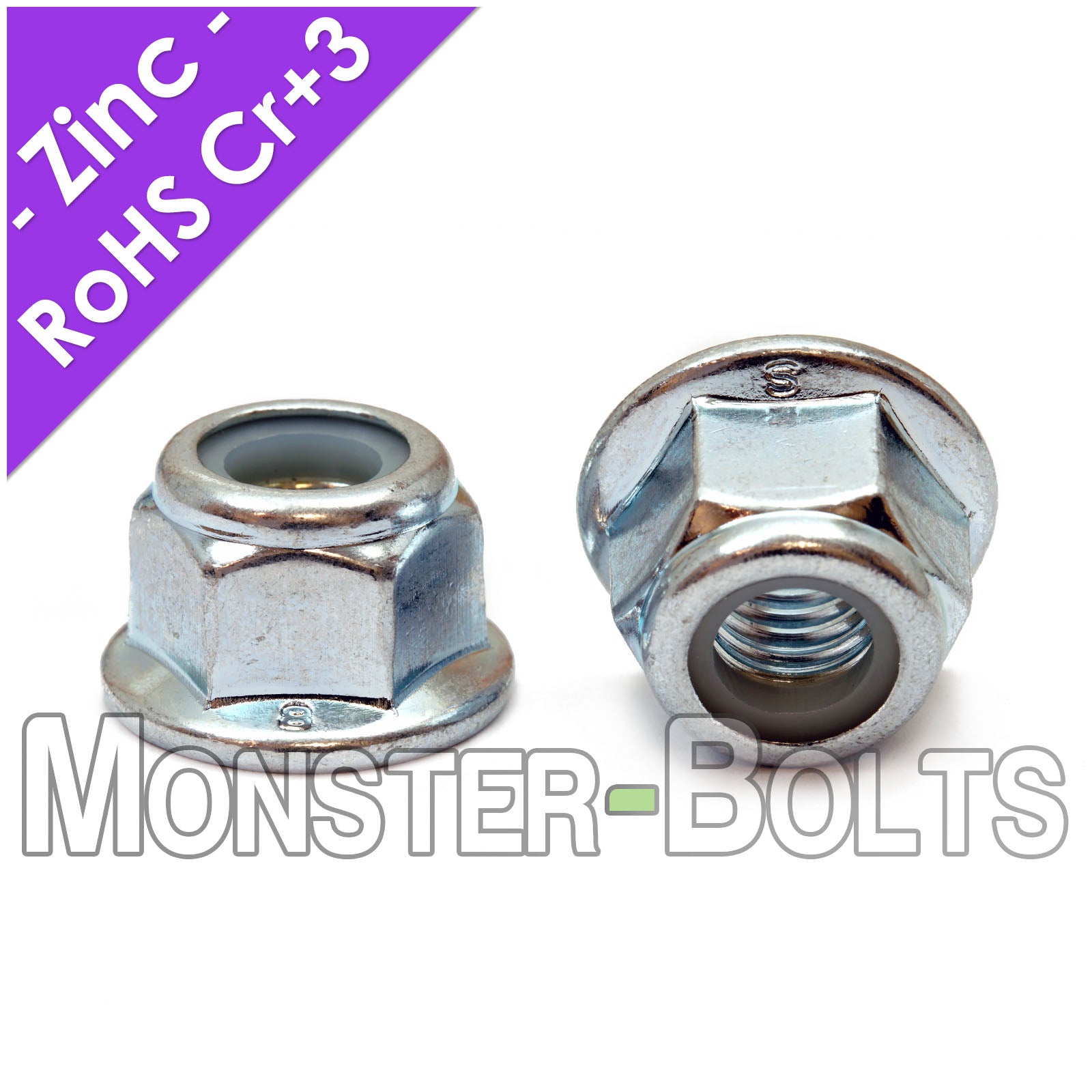 Bulk Class 8 Nylon Flange Locknuts – Metric Coarse, Non-Serrated, Zinc CR+3 (DIN 6926)