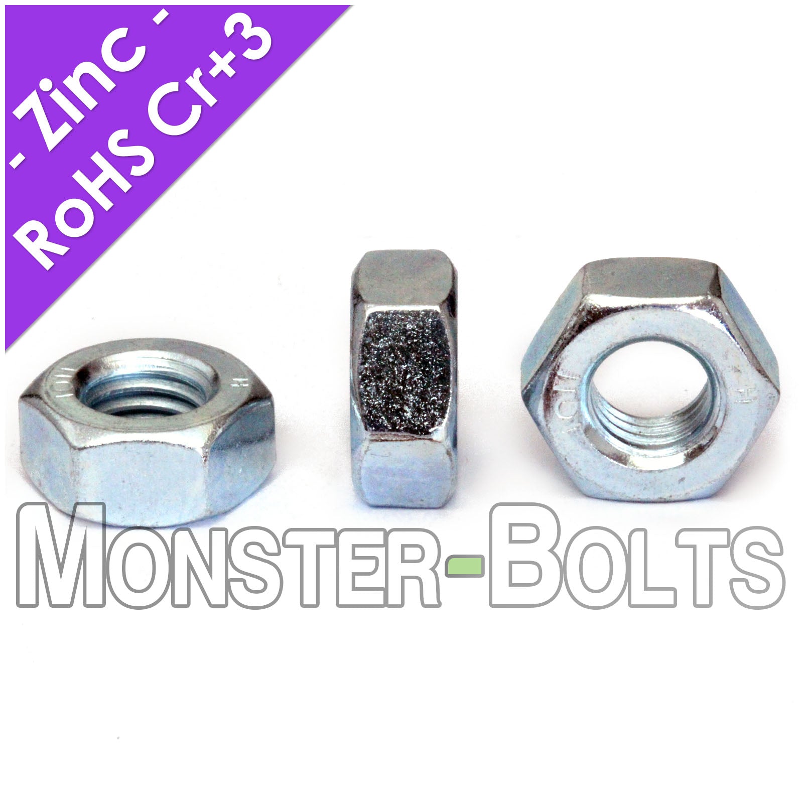 DIN 934 Metric Hex Nuts - Class 10 Coarse & Fine Thread, Zinc CR+3