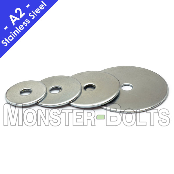 US / Inch - Stainless Steel Fender Washers, 18-8 (304) - 1/4", 5/16" & 3/8"