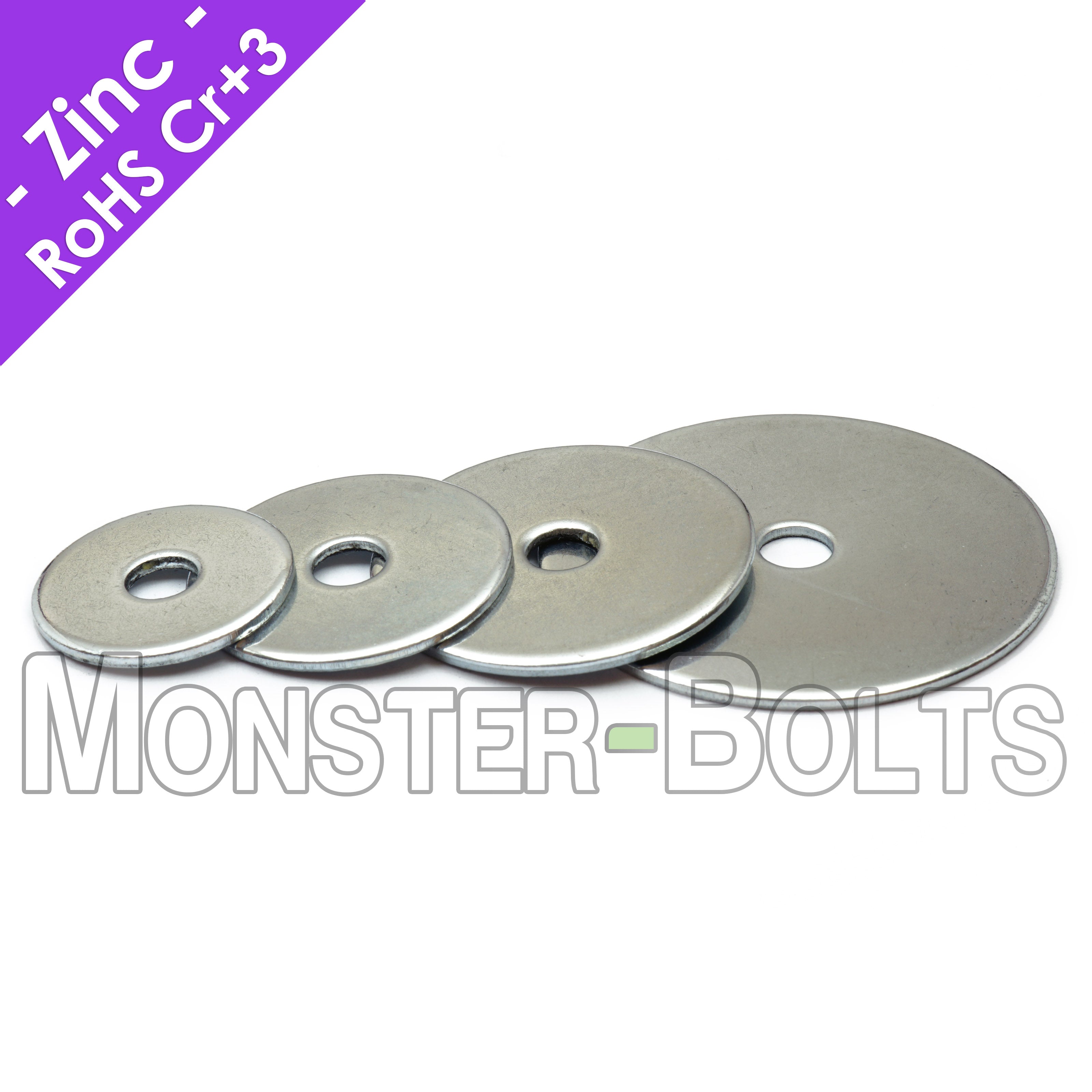 US / Inch - Fender Washers, Cr+3 Zinc Plated Steel - Monster Bolts