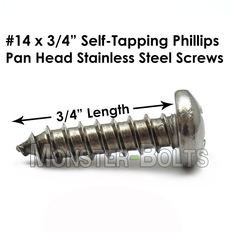 #14 Stainless Steel Phillips Pan Head Self-Tapping Type A Sheet Metal Screws 18-8