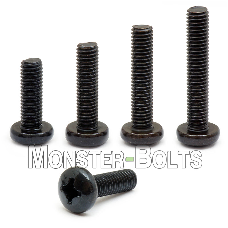 M5 Phillips Pan Head Machine screws, Steel w/ Black Oxide and Oil DIN 7985A Coarse Thread - Monster Bolts