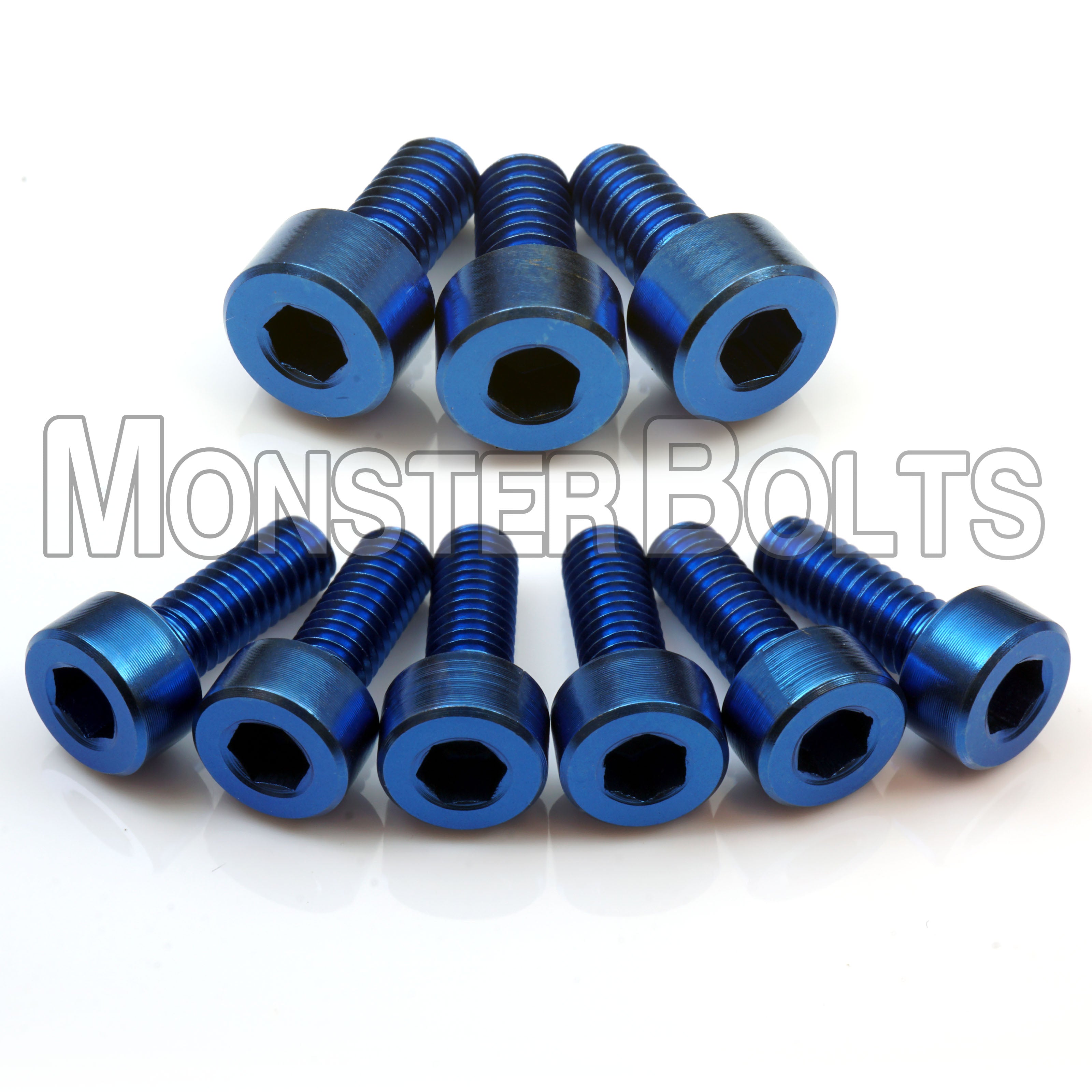 Guitar Locking Nut and Saddle Intonation Screws, Blue Anodized Titanium - Floyd Rose Tremolo - Monster Bolts