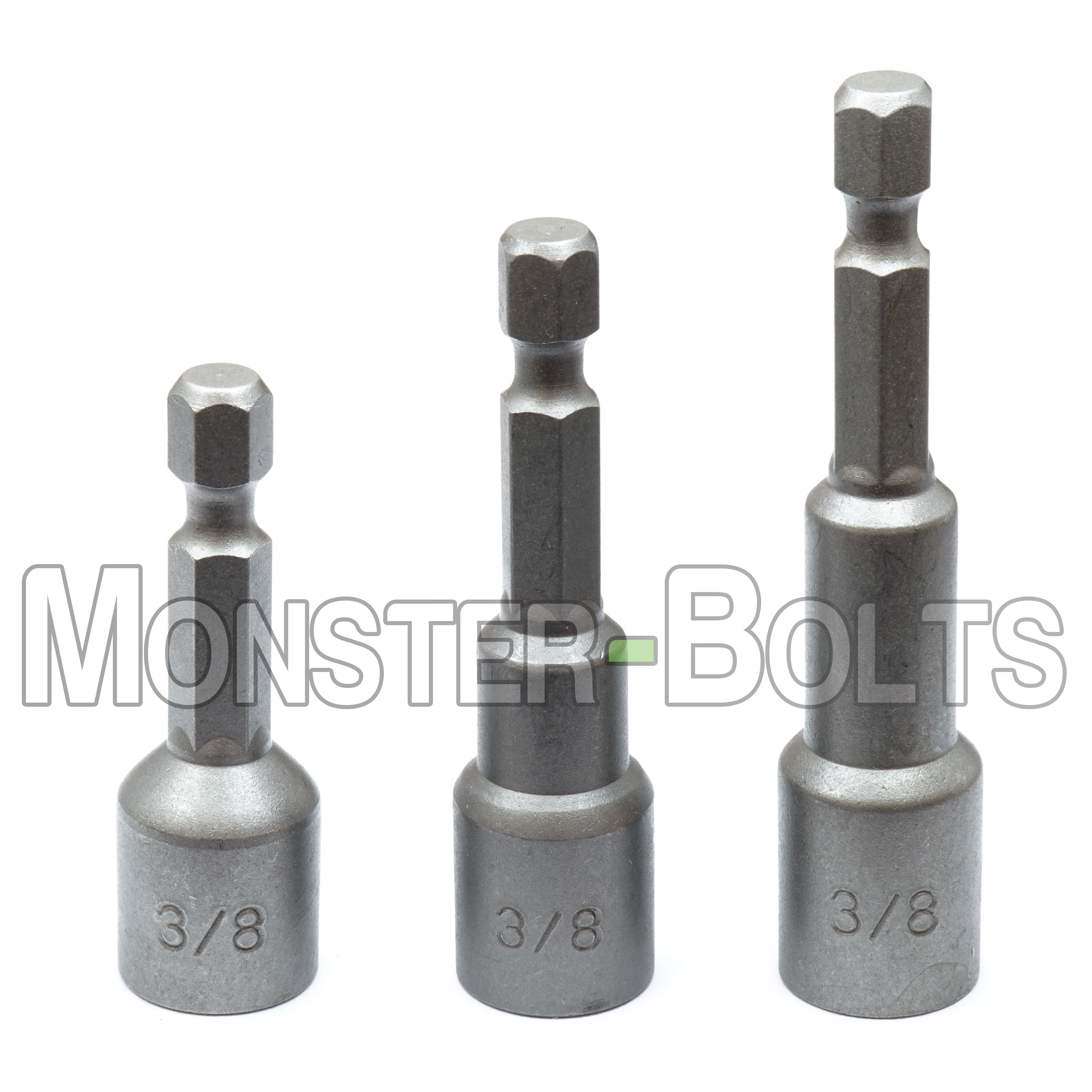 3/8" Magnetic Nutsetters, 1/4" Hex Power Shank w/ Industrial Grade Magnet - Monster Bolts