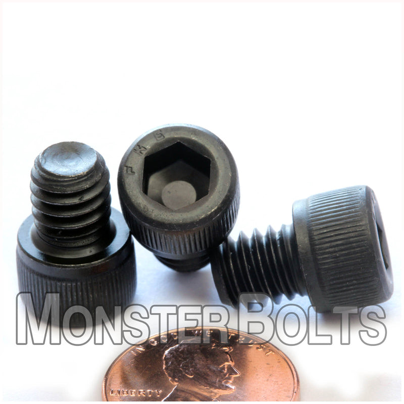 5/16"-18 x 3/8" Socket Cap screw, alloy steel with black oxide finish. Shown with US penny for screw size.
