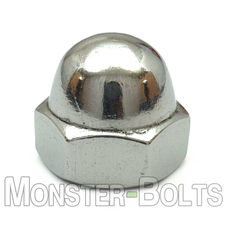 Stainless steel hex domed acorn nut for US bolts.