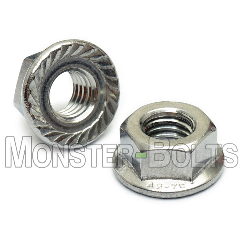 Hex Serrated Flange Nuts, Stainless Steel A2 (18-8) DIN 6923 / ISO 4161