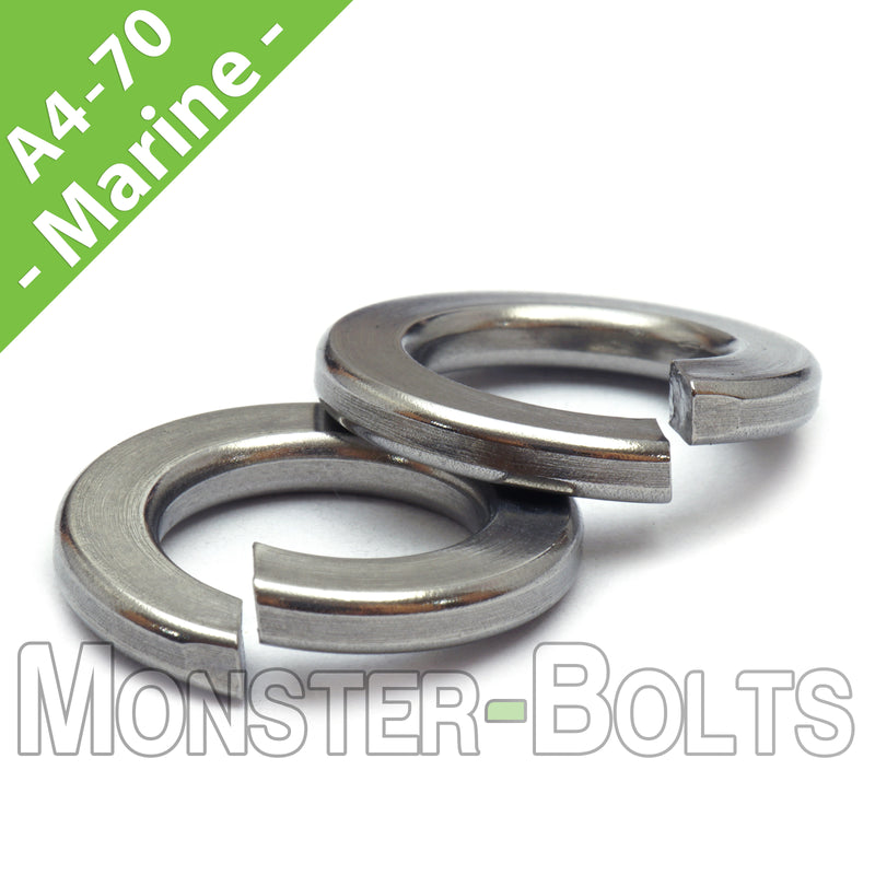 Marine Grade Stainless Steel Split Lock Washers, A4 (316) - DIN 127B