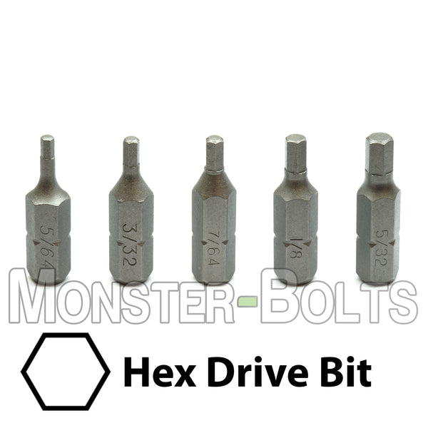 1-inch Hex Insert Drive Bits 1/4" Hex Shank Screwdriver / Drill Bits, S2 Steel - Monster Bolts