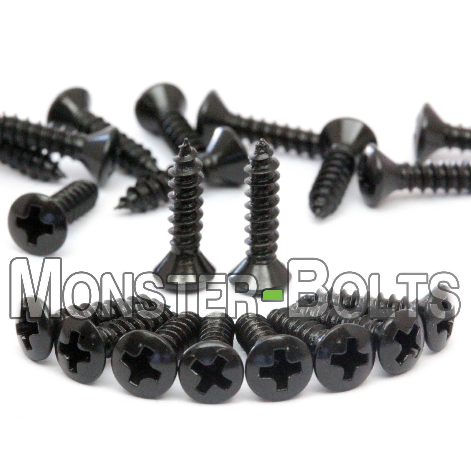 Black Guitar Pickguard Screws - For Fender, Ibanez and similar - Monster Bolts