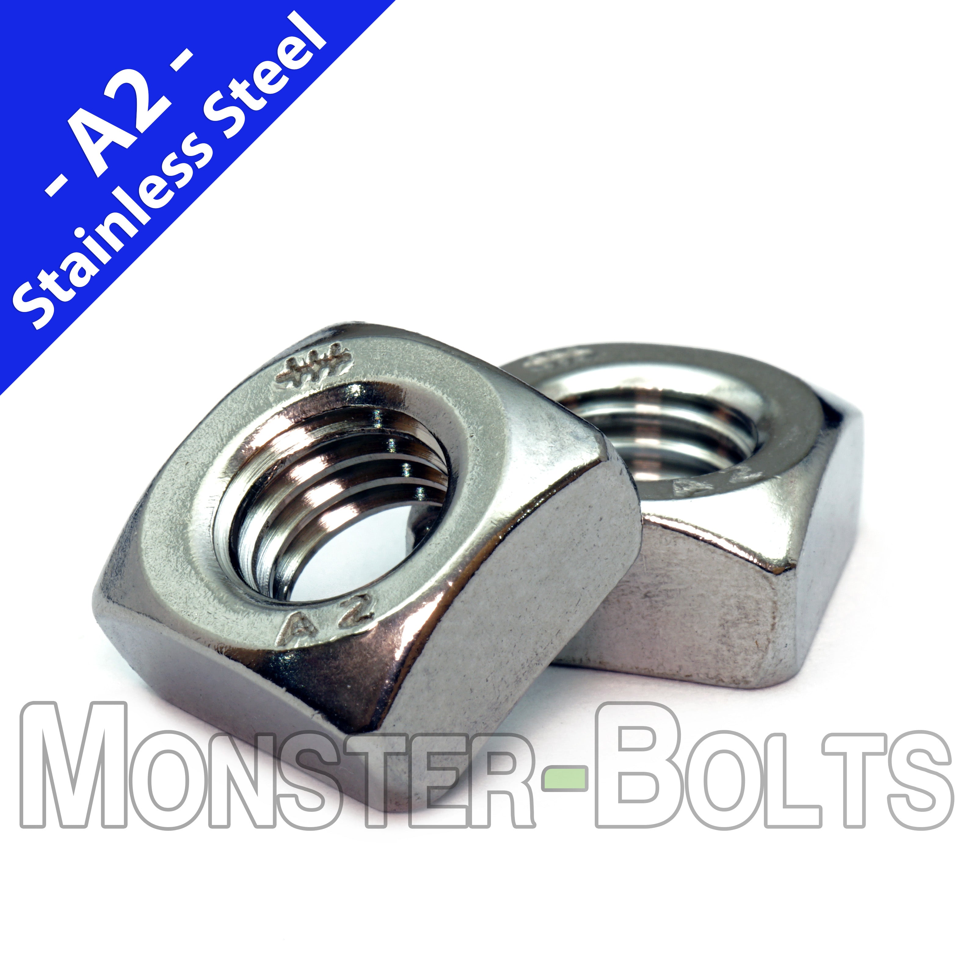 Metric Chamfered Square Nuts DIN 557, A2 Stainless Steel