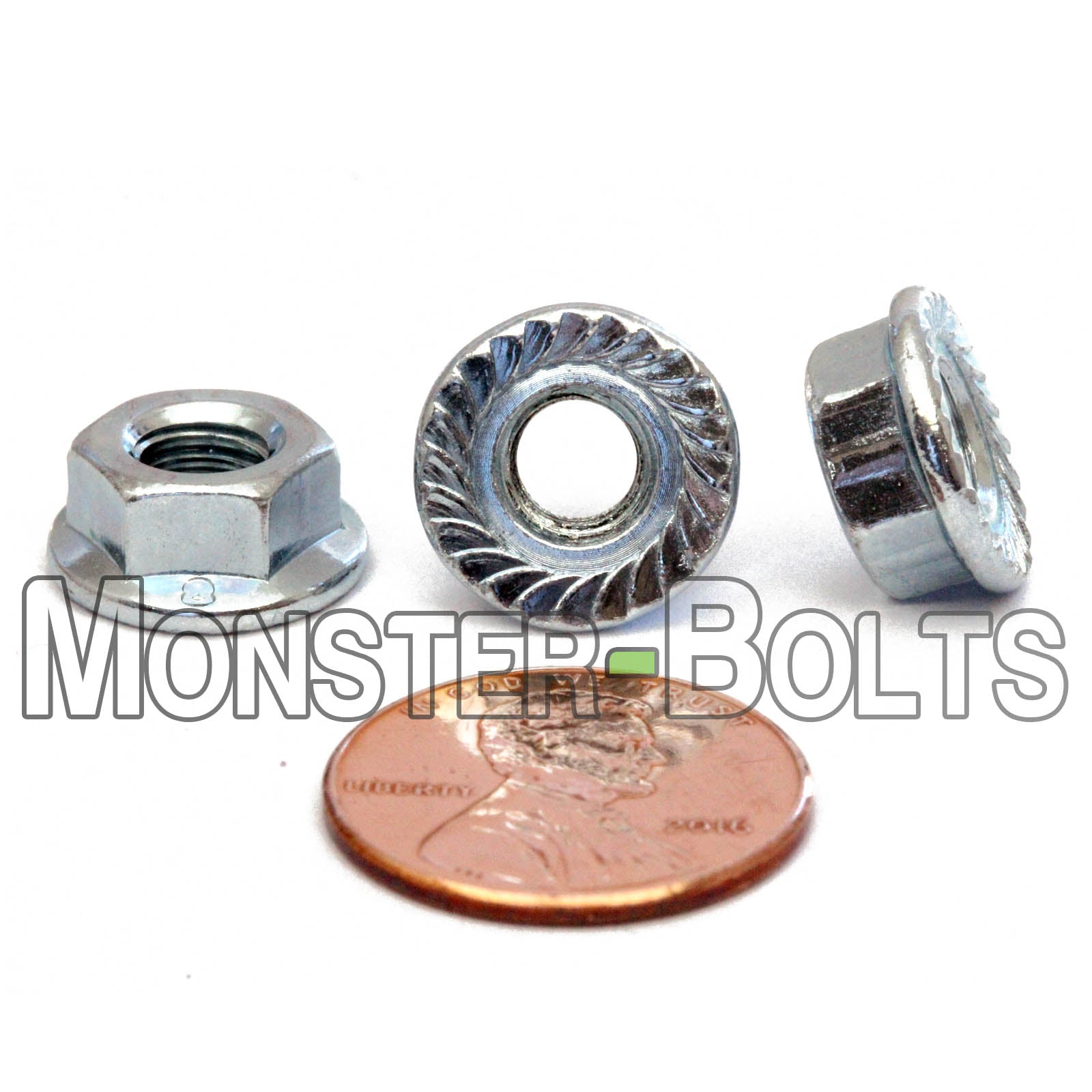 Hex Serrated Flange Nuts, Zinc Plated Class 8 Alloy Steel Metric DIN 6923 / ISO 4161 - Monster Bolts