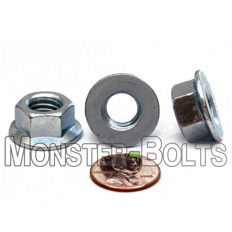 Metric Hex Flange Nuts - Zinc Plated Class 8 Alloy Steel DIN 6923 / ISO 4161 - Monster Bolts