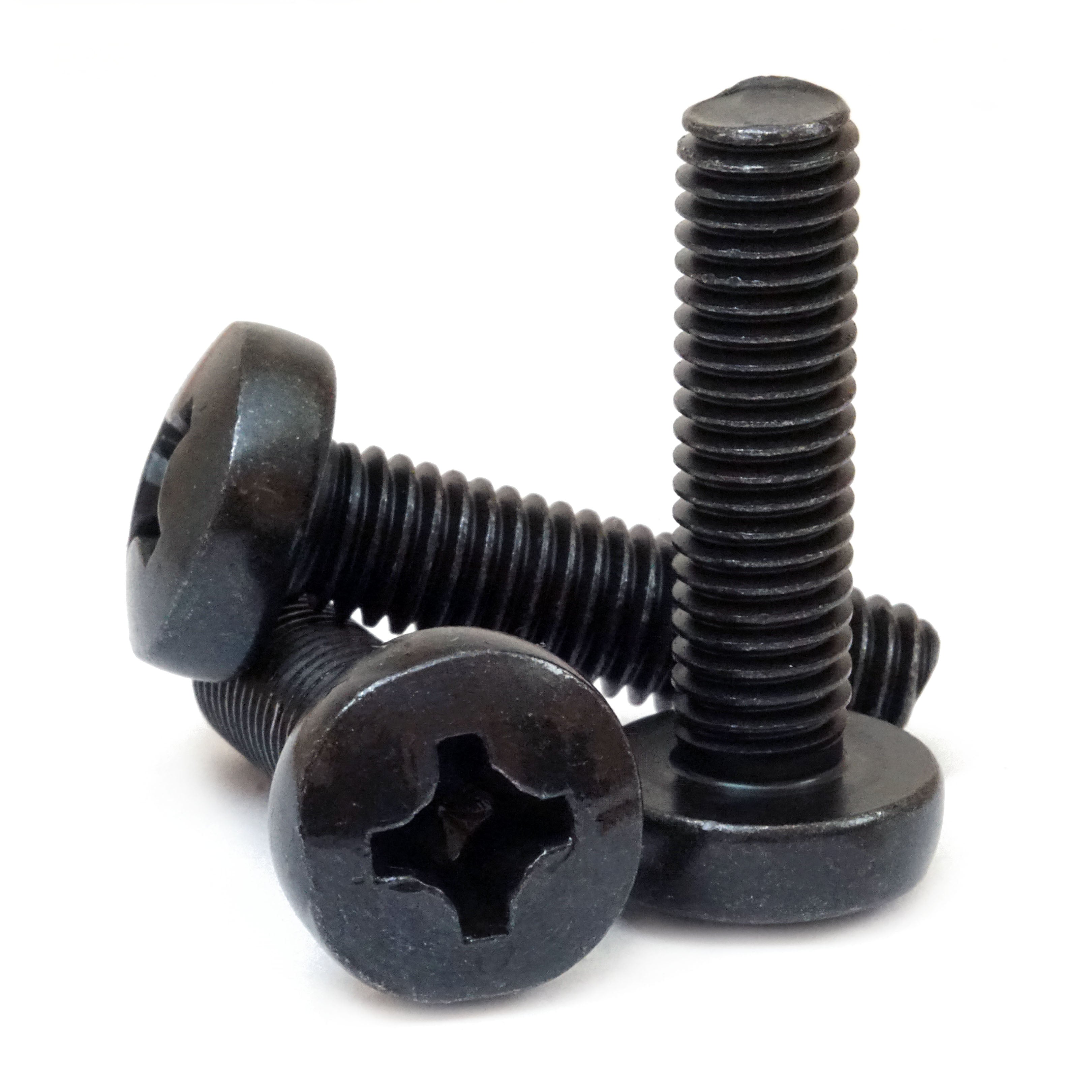 #4-40 Black pan head screws in group