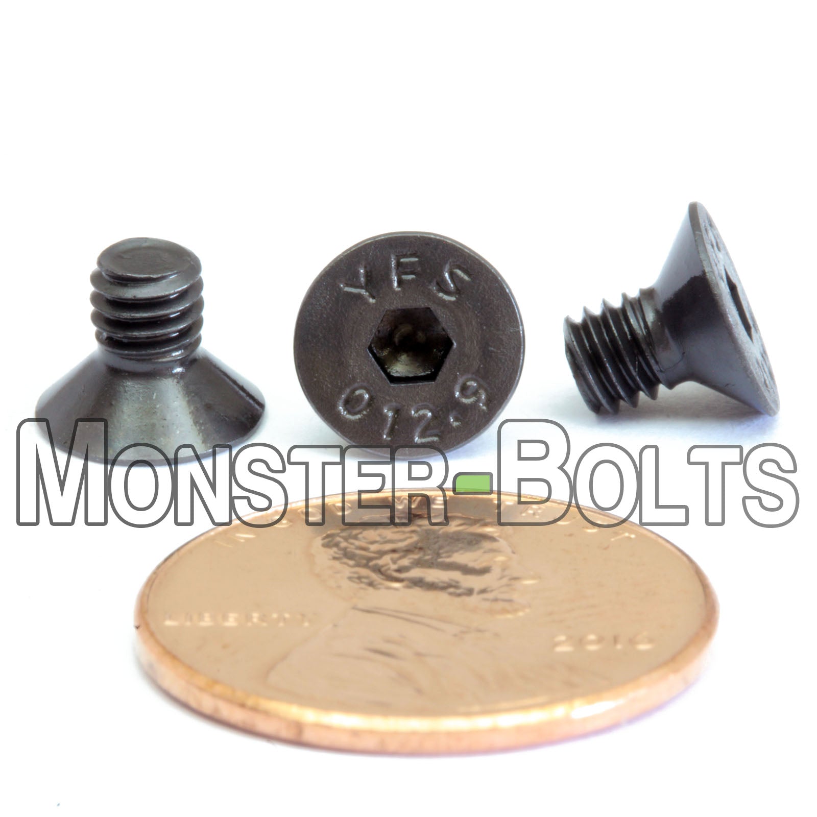 M4 Flat Head Socket Cap screws, Class 12.9 Alloy Steel w/ Black Oxide