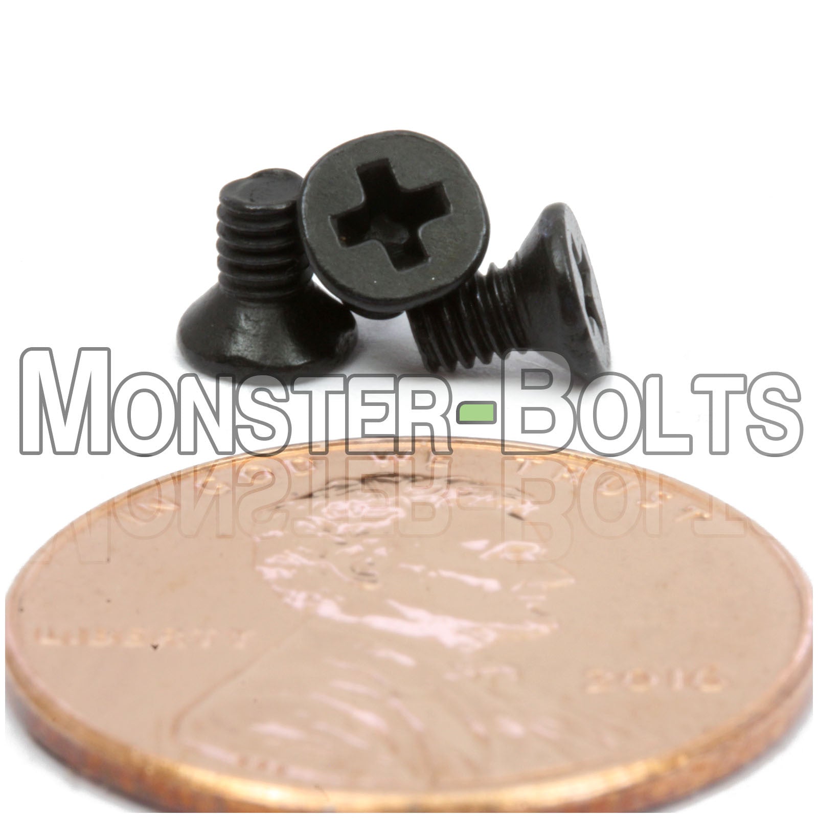 Black M2.5 x 4mm Phillips Flat Head machine screws.