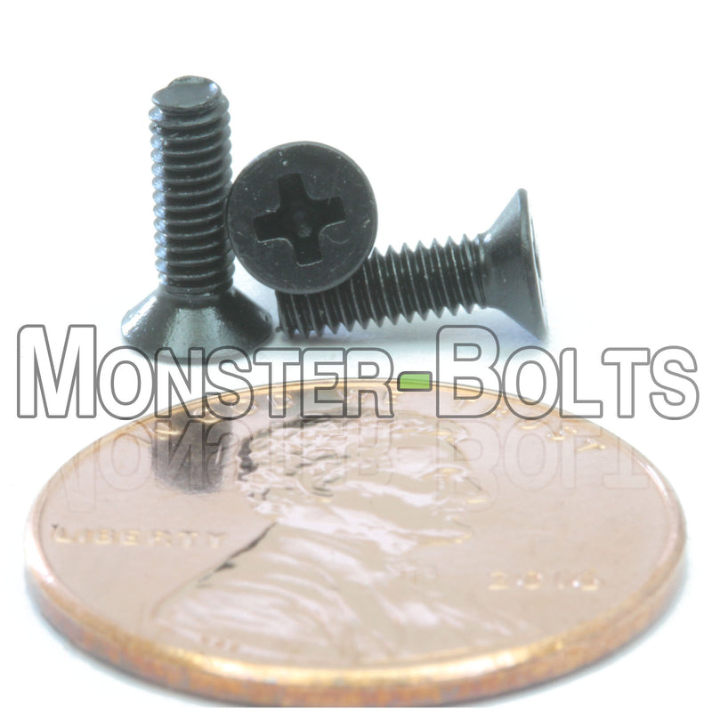 Black metric M2.5 x 8mm Phillips Flat Head screws.