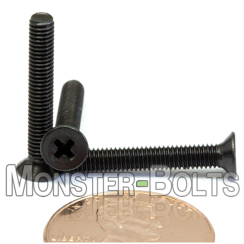 Black M3 x 20mm Cross Recess Phillips Flat Head machine screws.