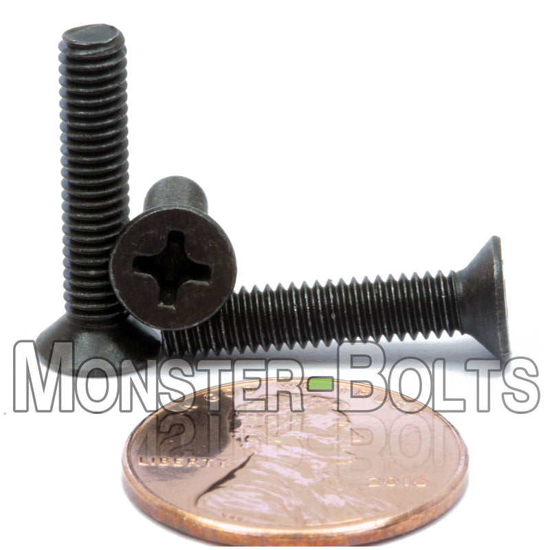 Black M4-0.70 x 20mm Phillips Flat Head screws.