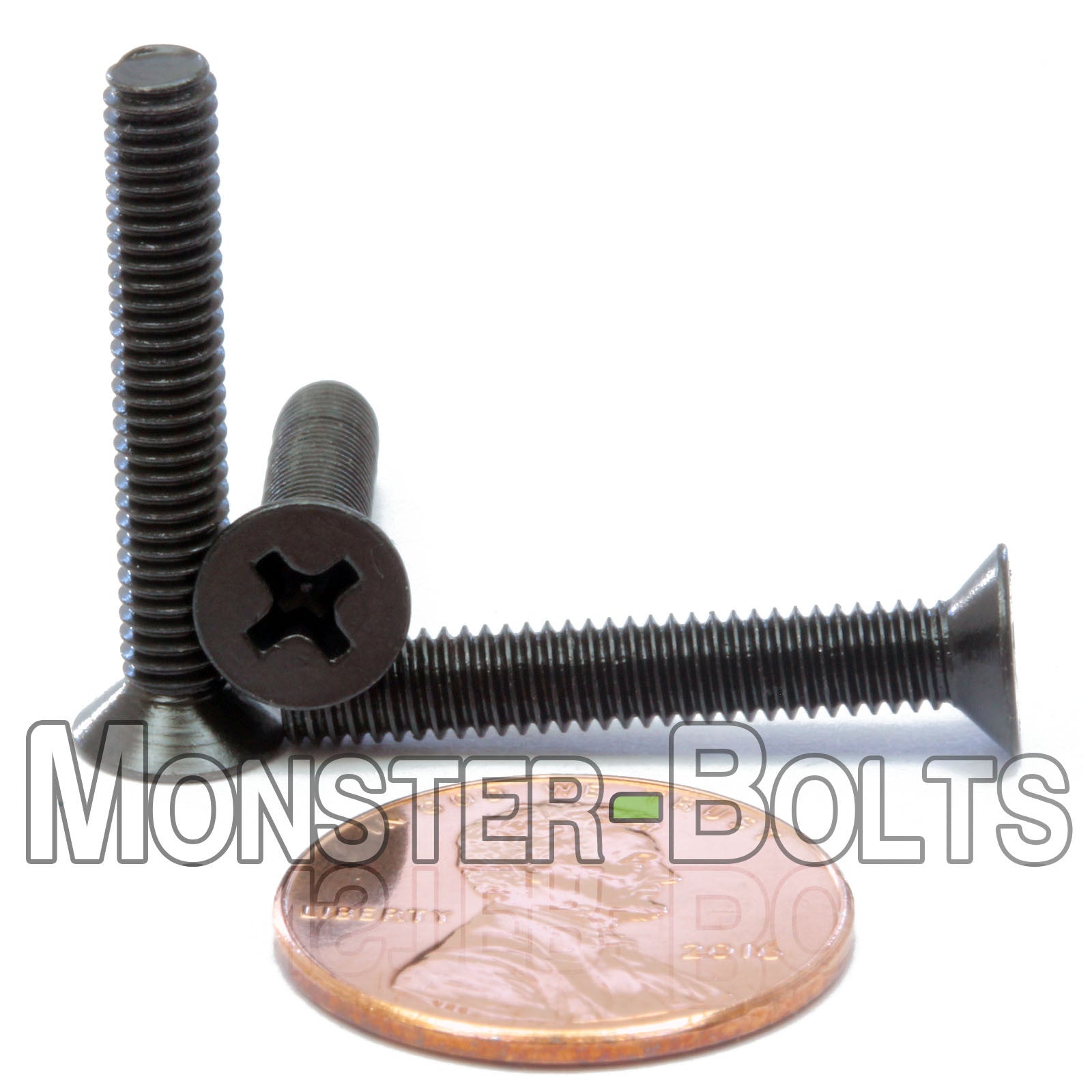 Black M4 x 25mm Phillips Flat Head machine screws.