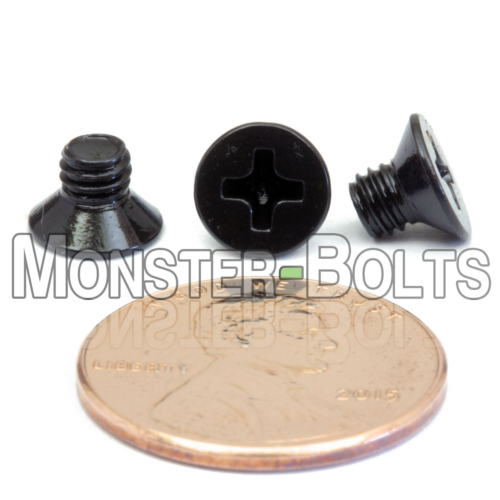 Black M4 x 5mm Phillips Flat Head machine screws.