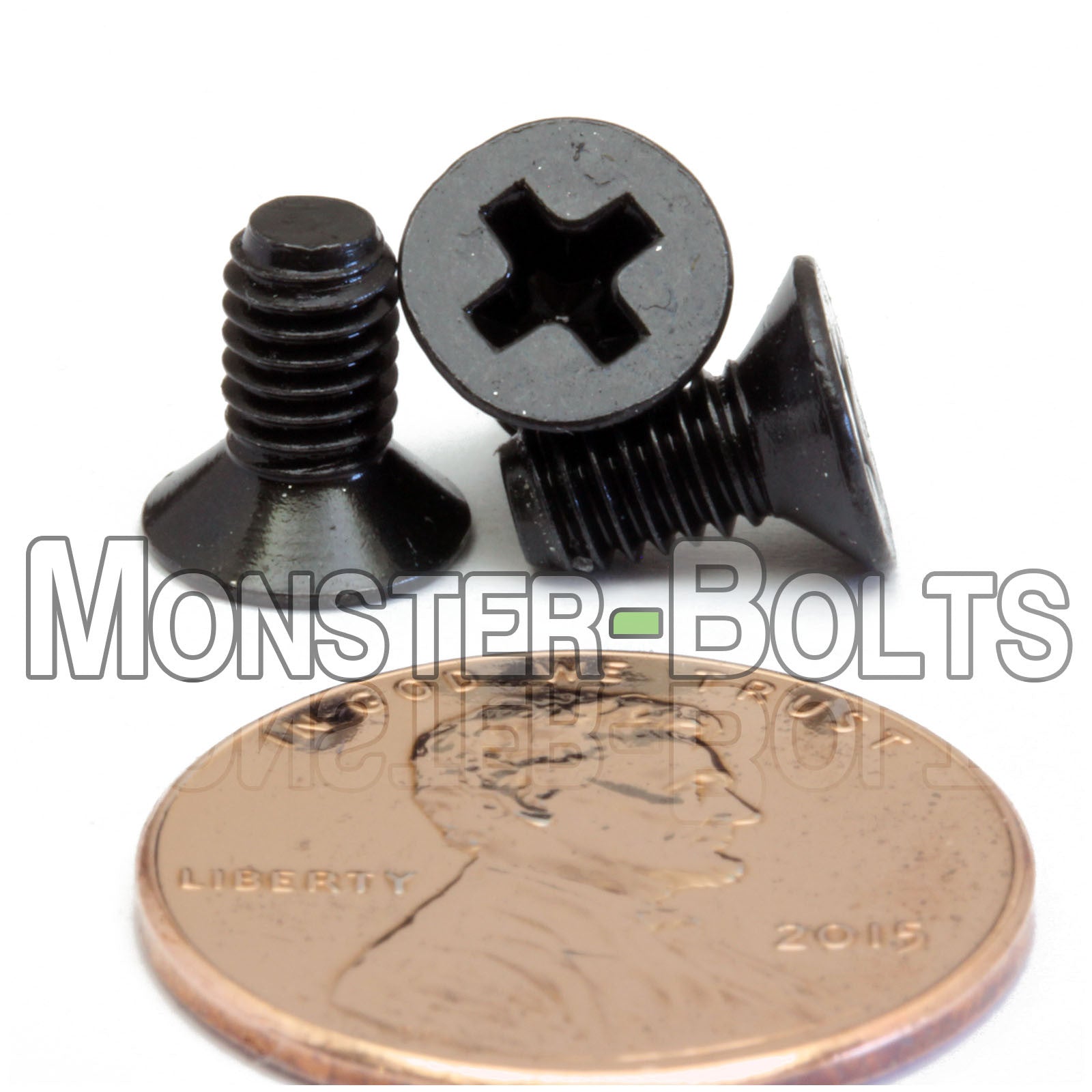 Black M4-0.70 x 8mm Phillips Flat Head machine screws.