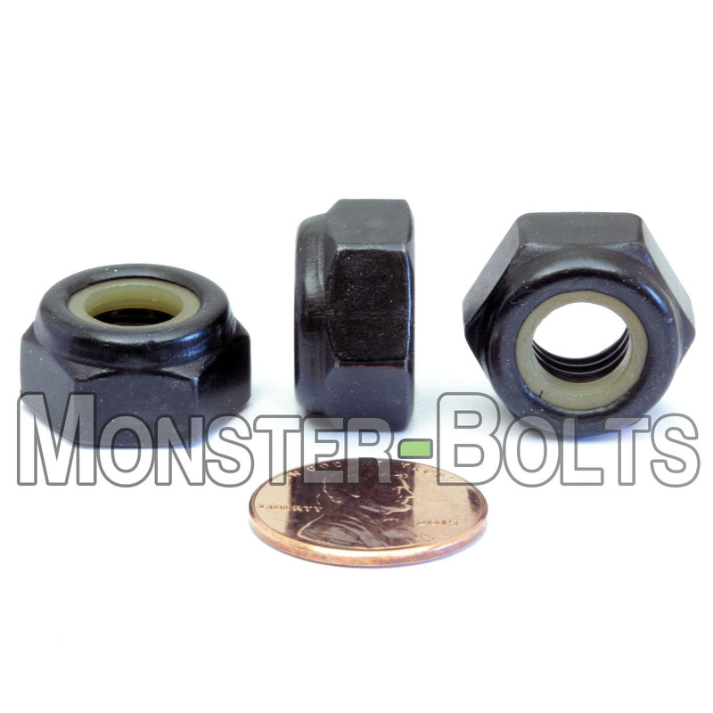 Metric Nylon Insert Hex Lock Nuts - DIN 985 Black Oxide Steel Class 8