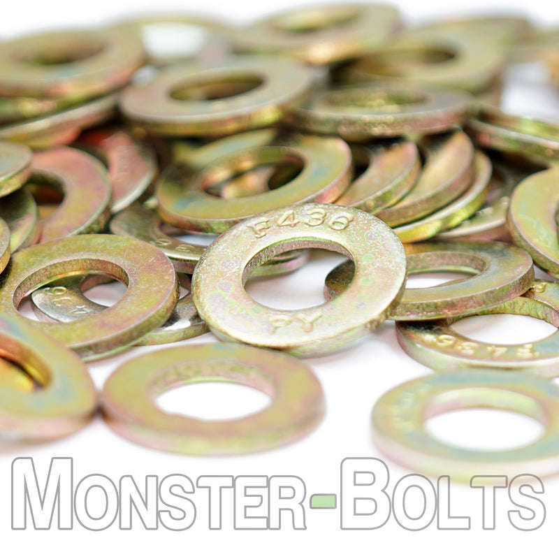 US / Inch - F436 Structural Flat Washers, Zinc-Yellow Plated Steel