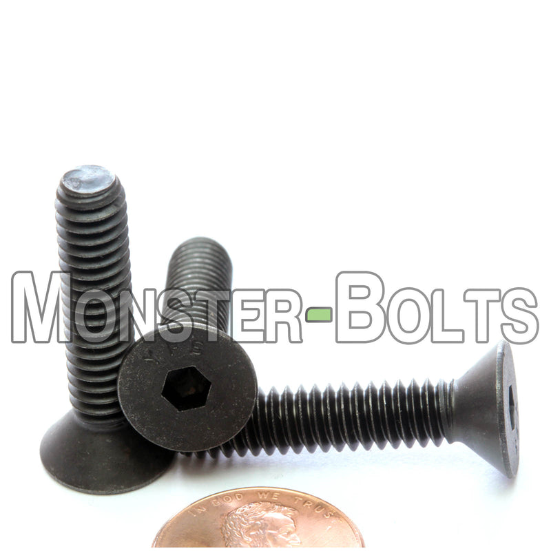 1/4"-28 Flat Head Socket Cap screws, Alloy Steel with Black Oxide, Fine Thread