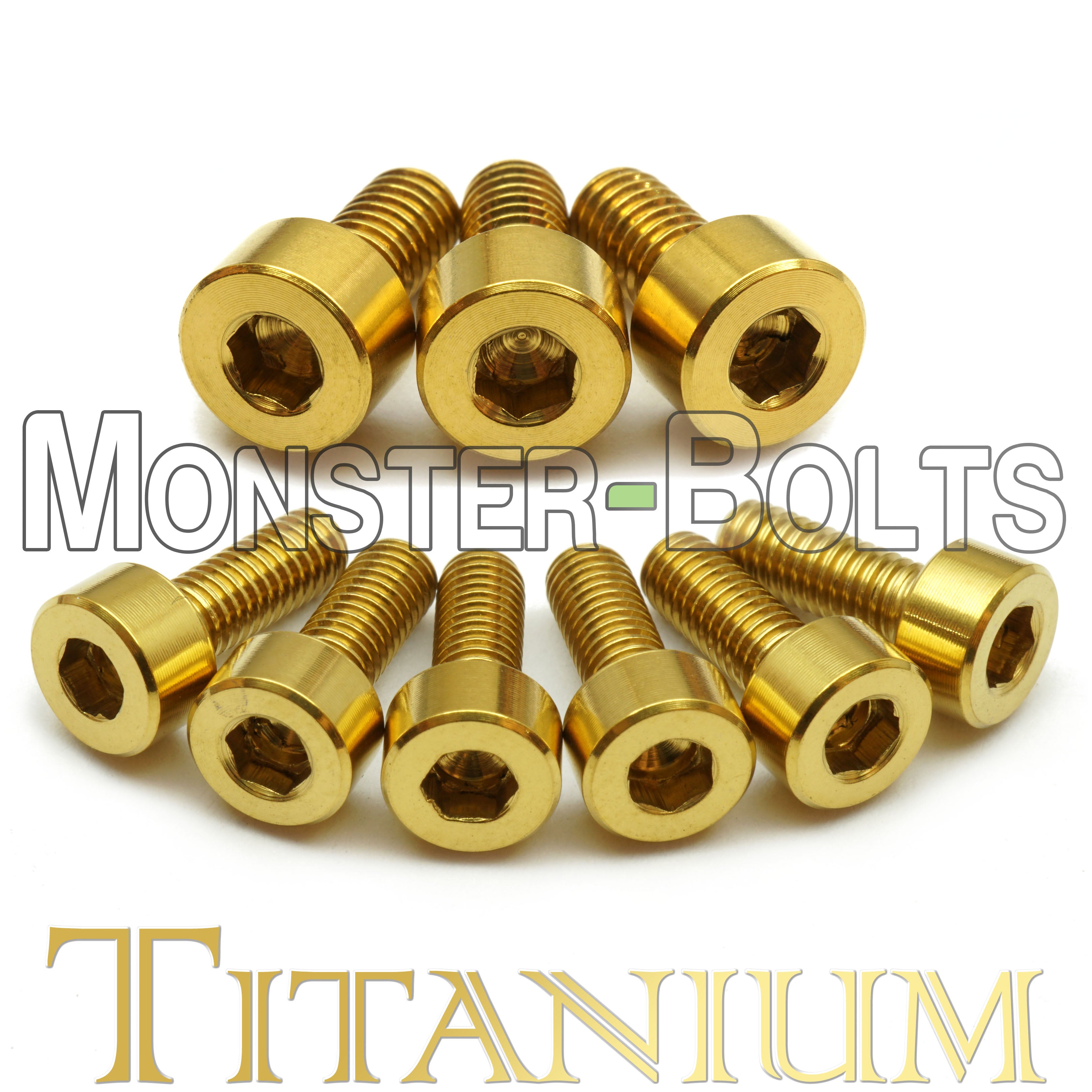 Guitar Locking Nut and Saddle Intonation Screws, Gold Anodized Titanium - Floyd Rose Tremolo - Monster Bolts