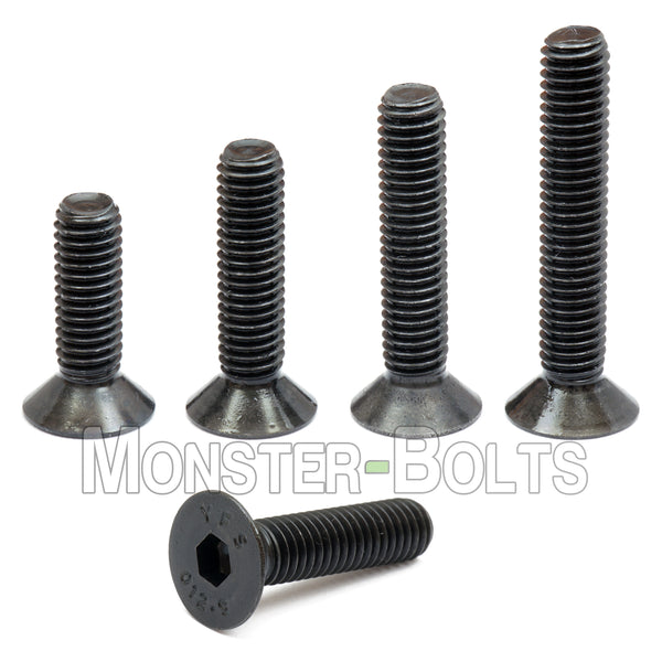 M5 Flat Head Socket Cap screws, Class 12.9 Alloy Steel w/ Black Oxide - Monster Bolts