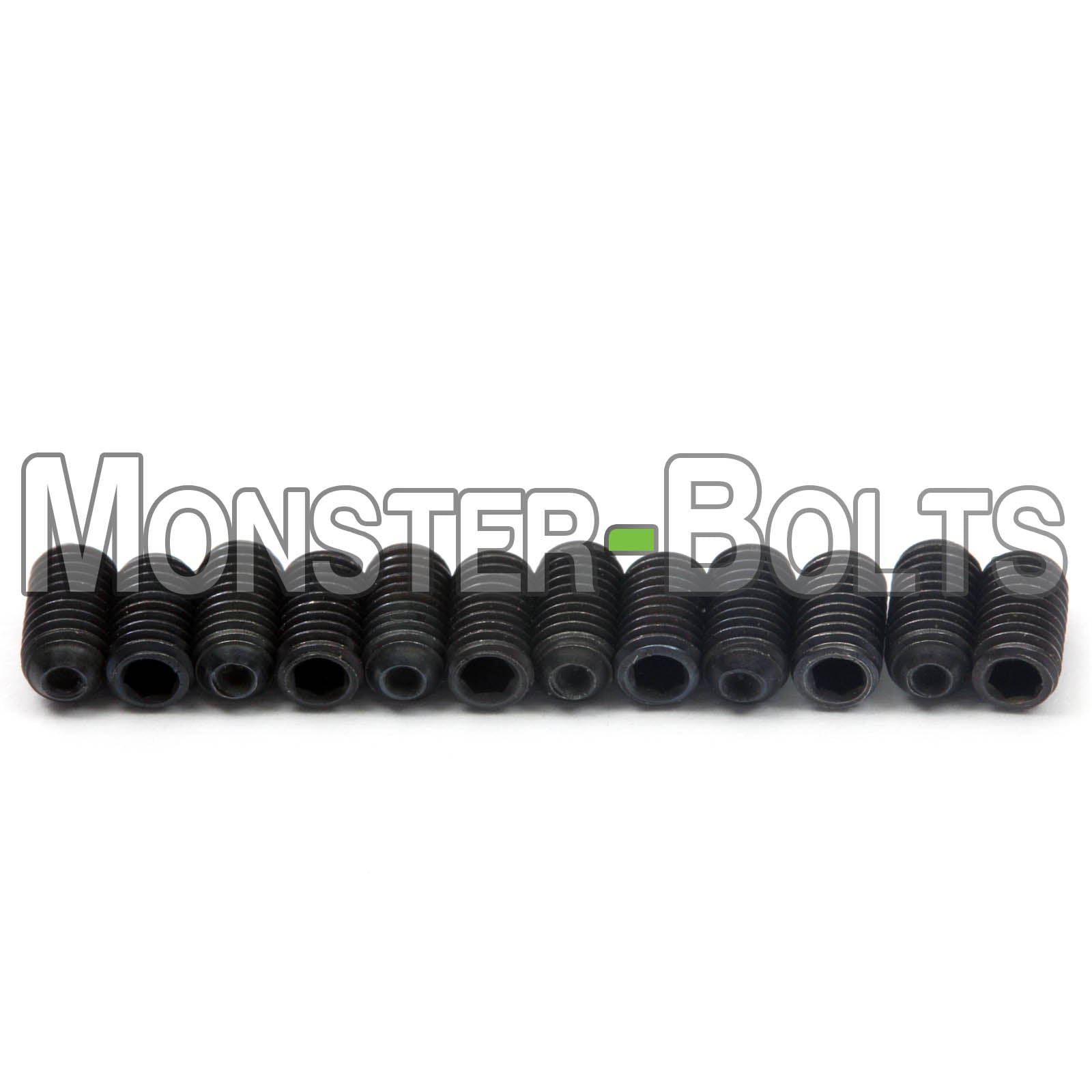 Set of 12 black 6mm saddle height screws for Fender MIM and Ibanez Mono-Tune bridges.