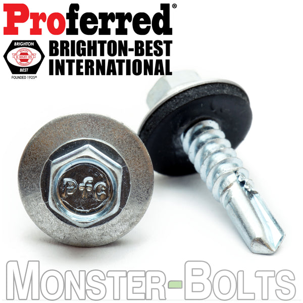 #10 Indent HWH w Bonded EPDM Sealing Washer, Zinc #3 Point BSD Self Drilling Proferred TEK Screws - Monster Bolts