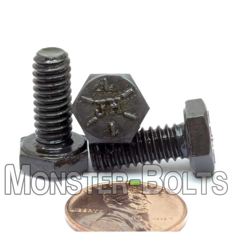 1/4"-20 Hex Cap Bolts / screws Grade 8 Alloy Steel w/ Black Oxide - Monster Bolts