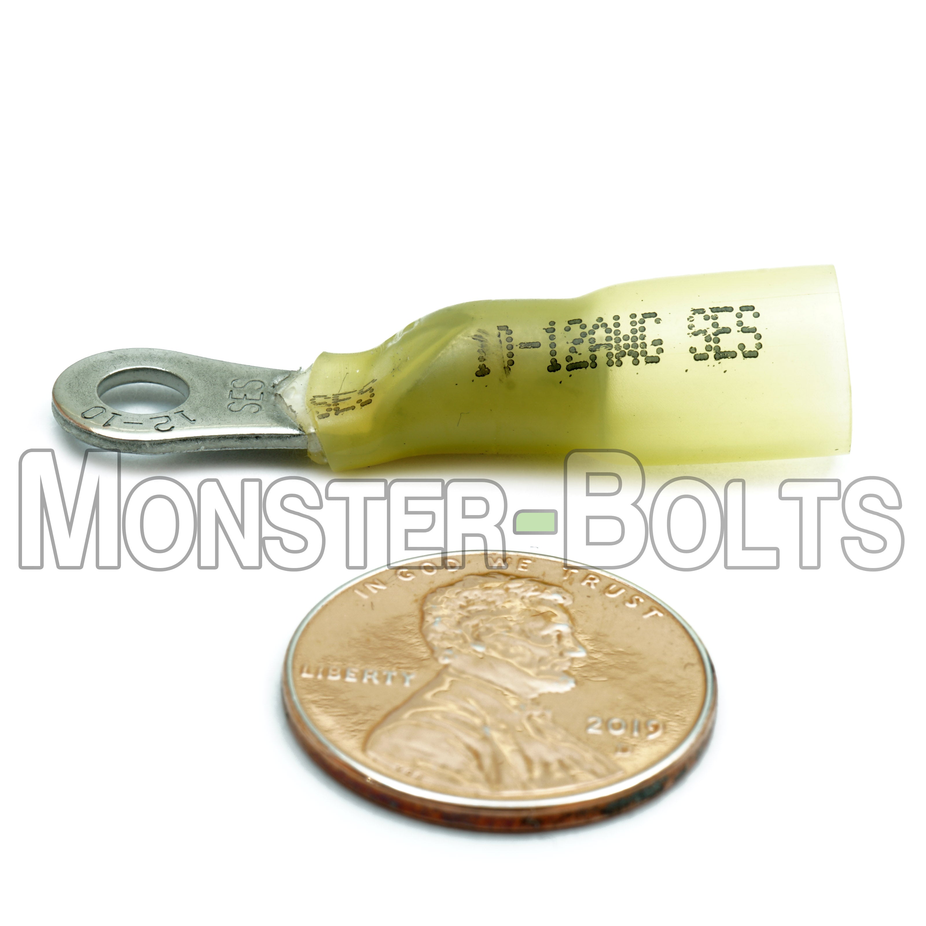 SES Krimpa-Seal Waterproof Crimp Long Neck Ring Terminals, Yellow 10-12 AWG - Monster Bolts